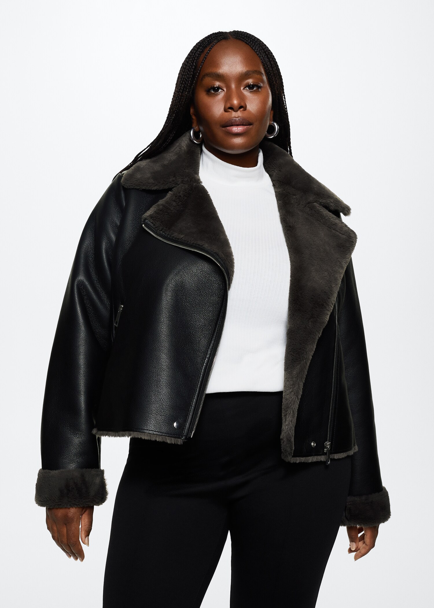 Biker jacket with shearling-effect lining - Details of the article 5