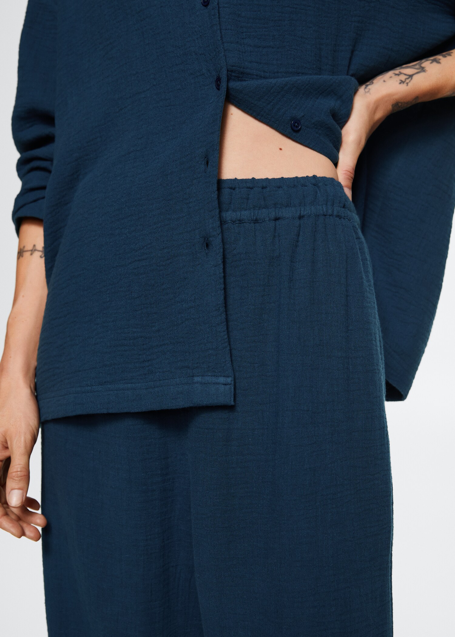 Cotton gauze pyjama trousers - Details of the article 1