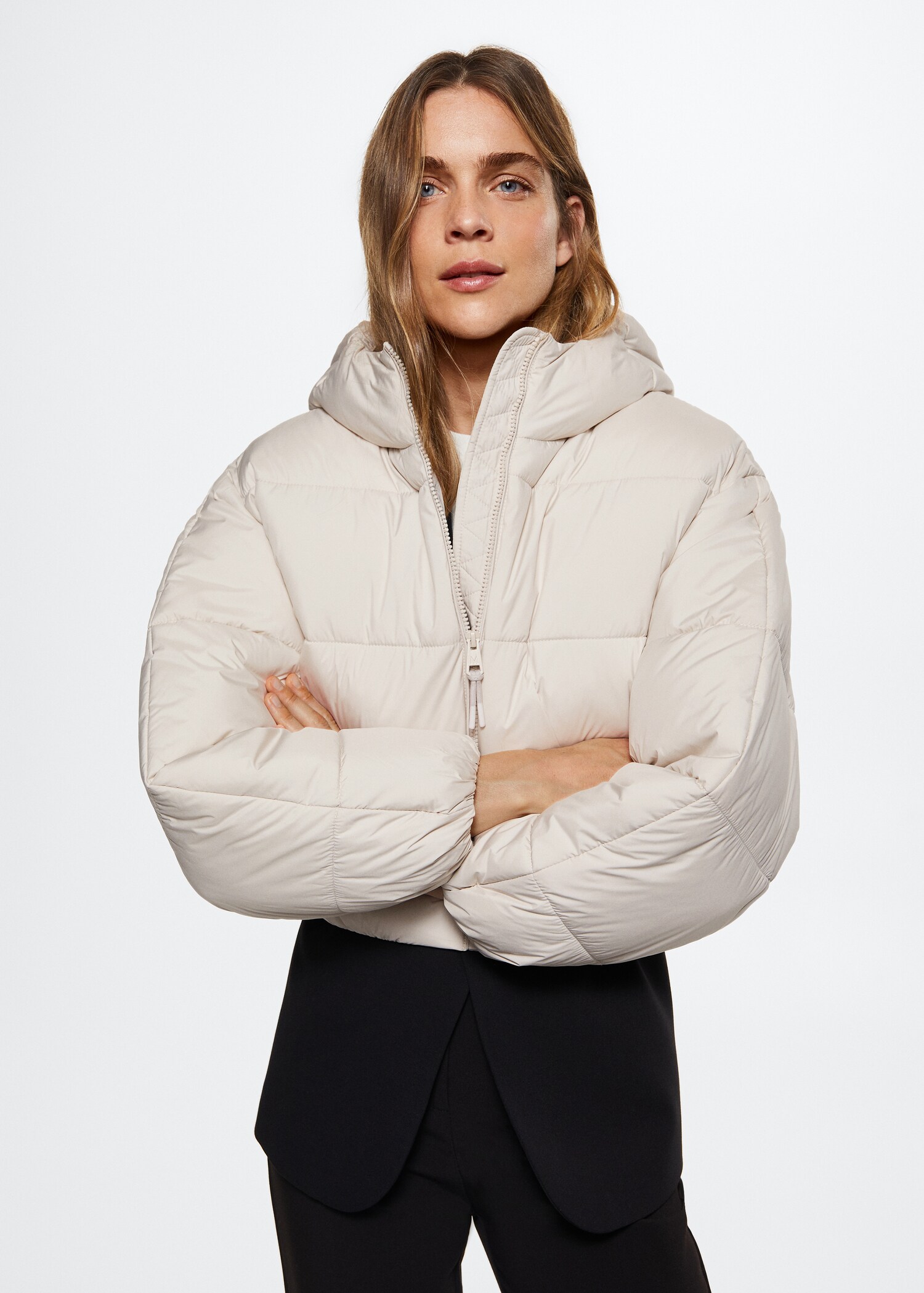 Hood quilted coat - Medium plane