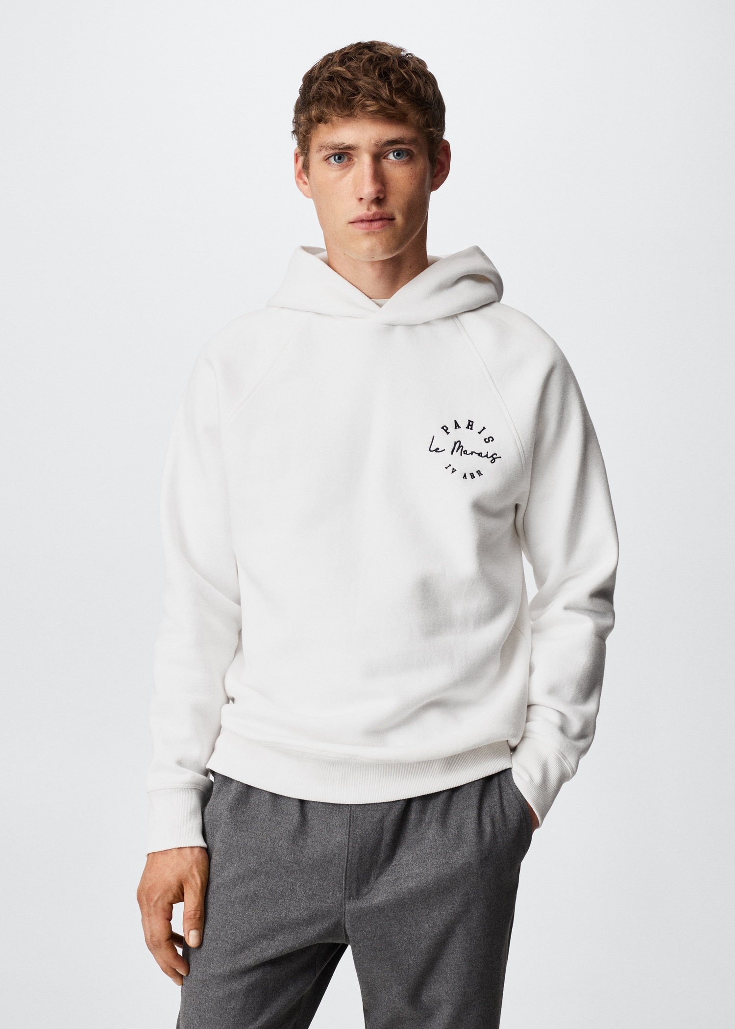 Besticktes Baumwoll-Sweatshirt - Mittlere Ansicht