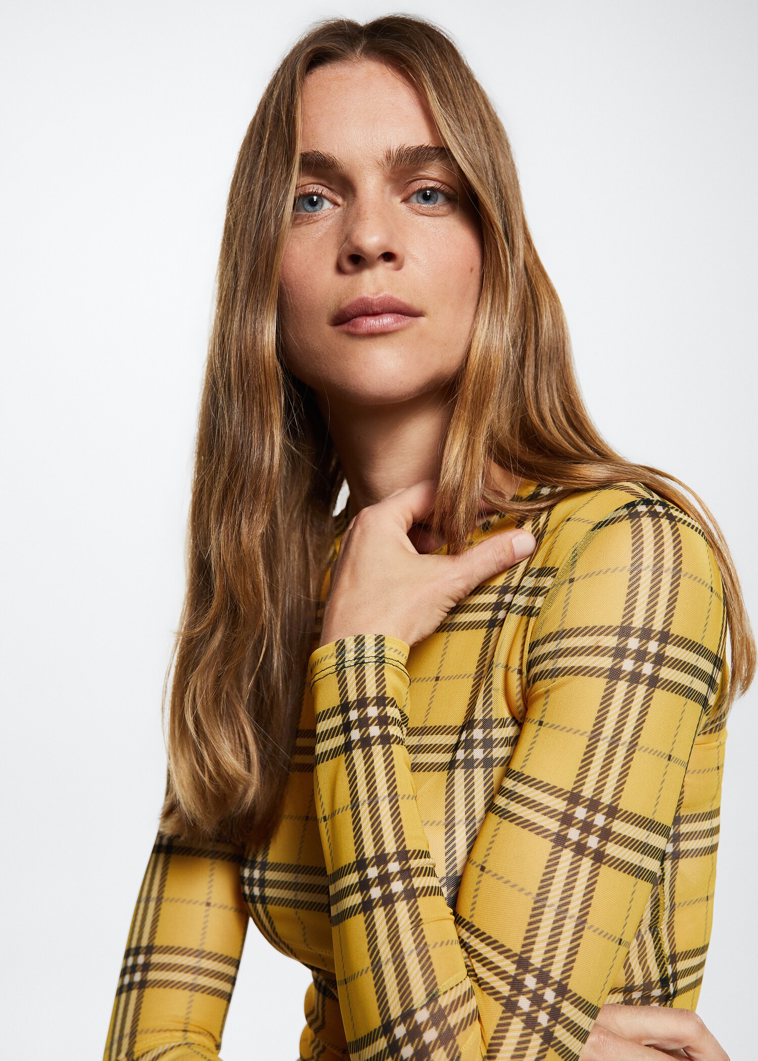 Geruit chiffon T-shirt - Detail van het artikel 1