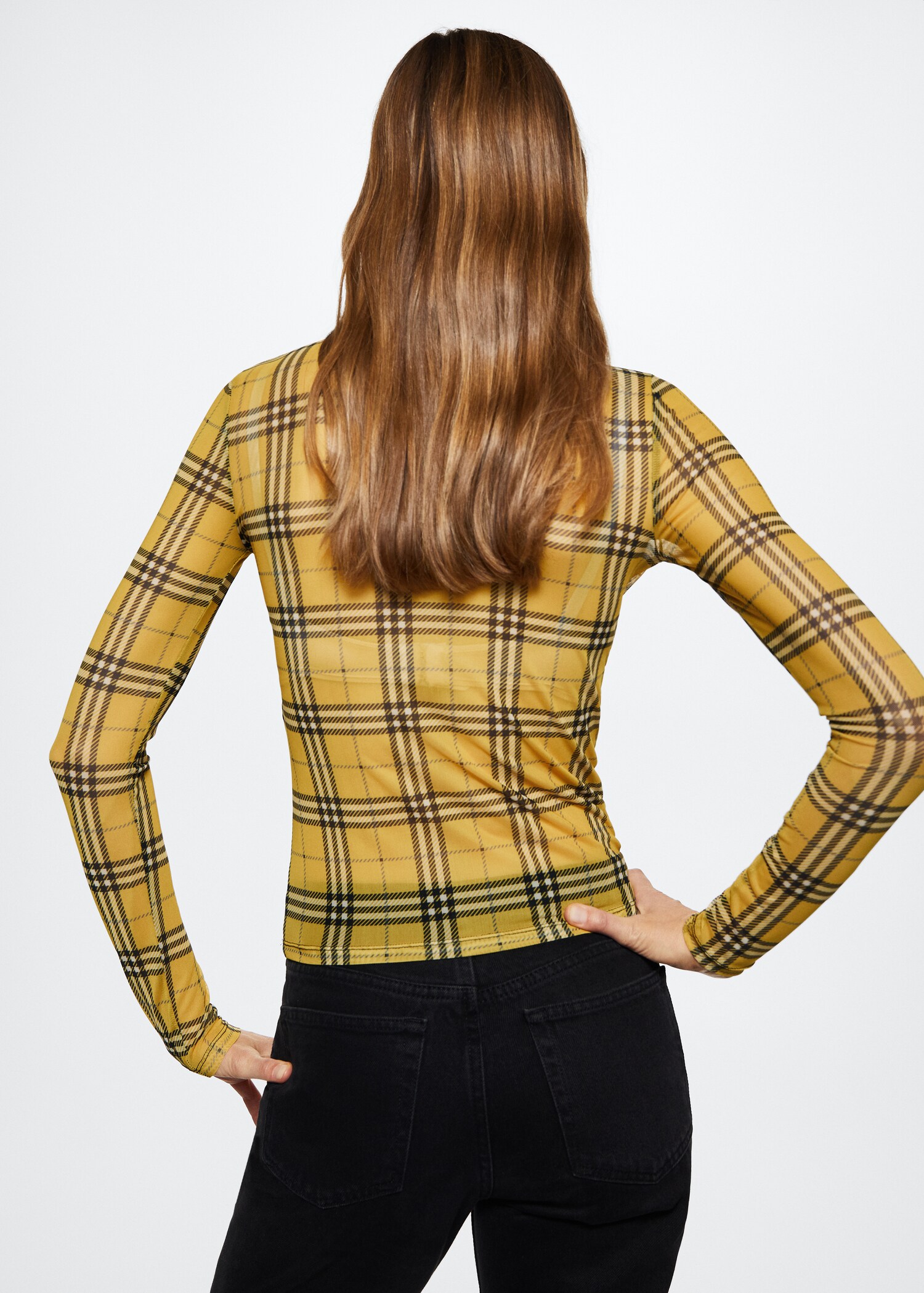 Geruit chiffon T-shirt - Achterkant van het artikel