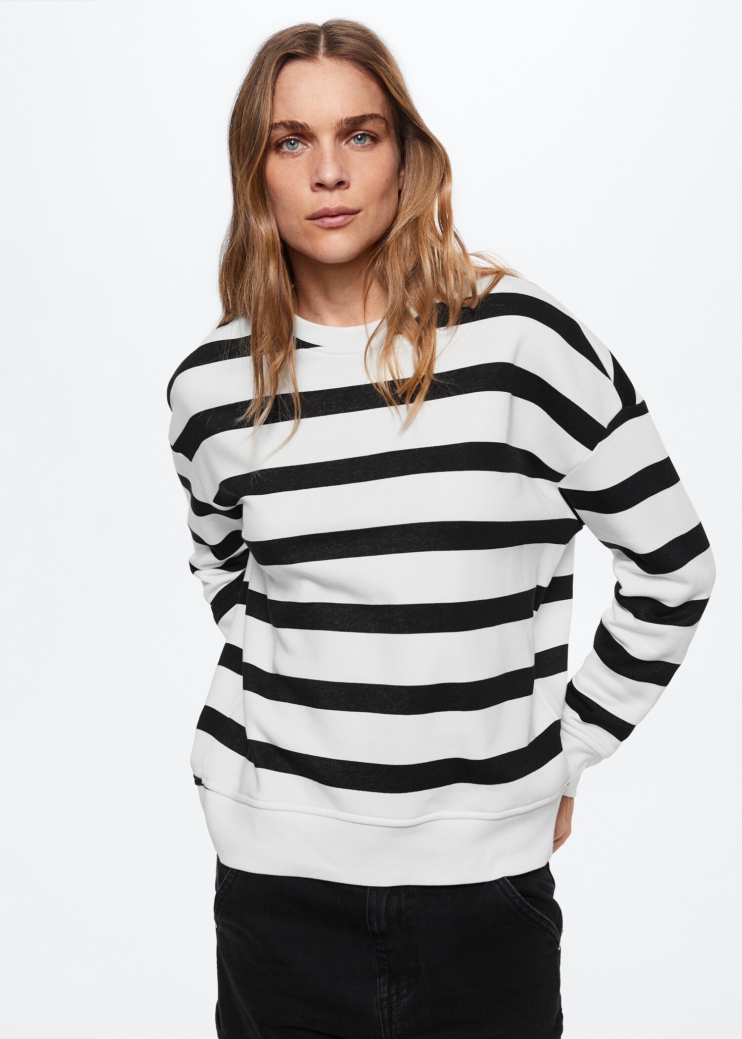 Striped cotton-blend sweatshirt - Medium plane