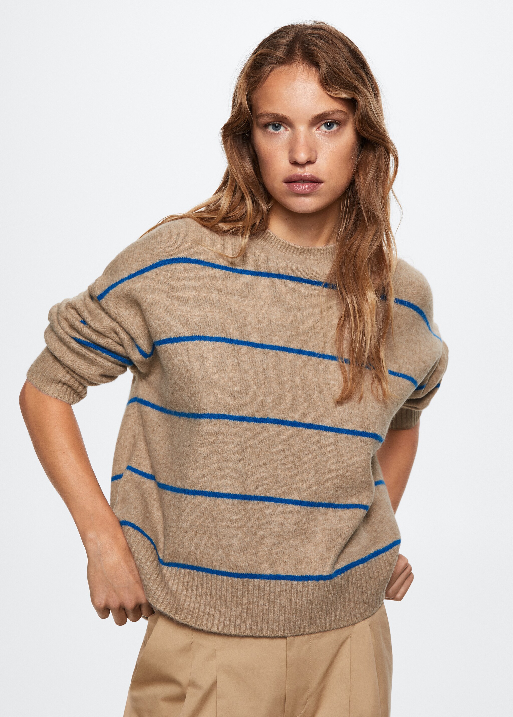 Round-neck knitted sweater  - Medium plane