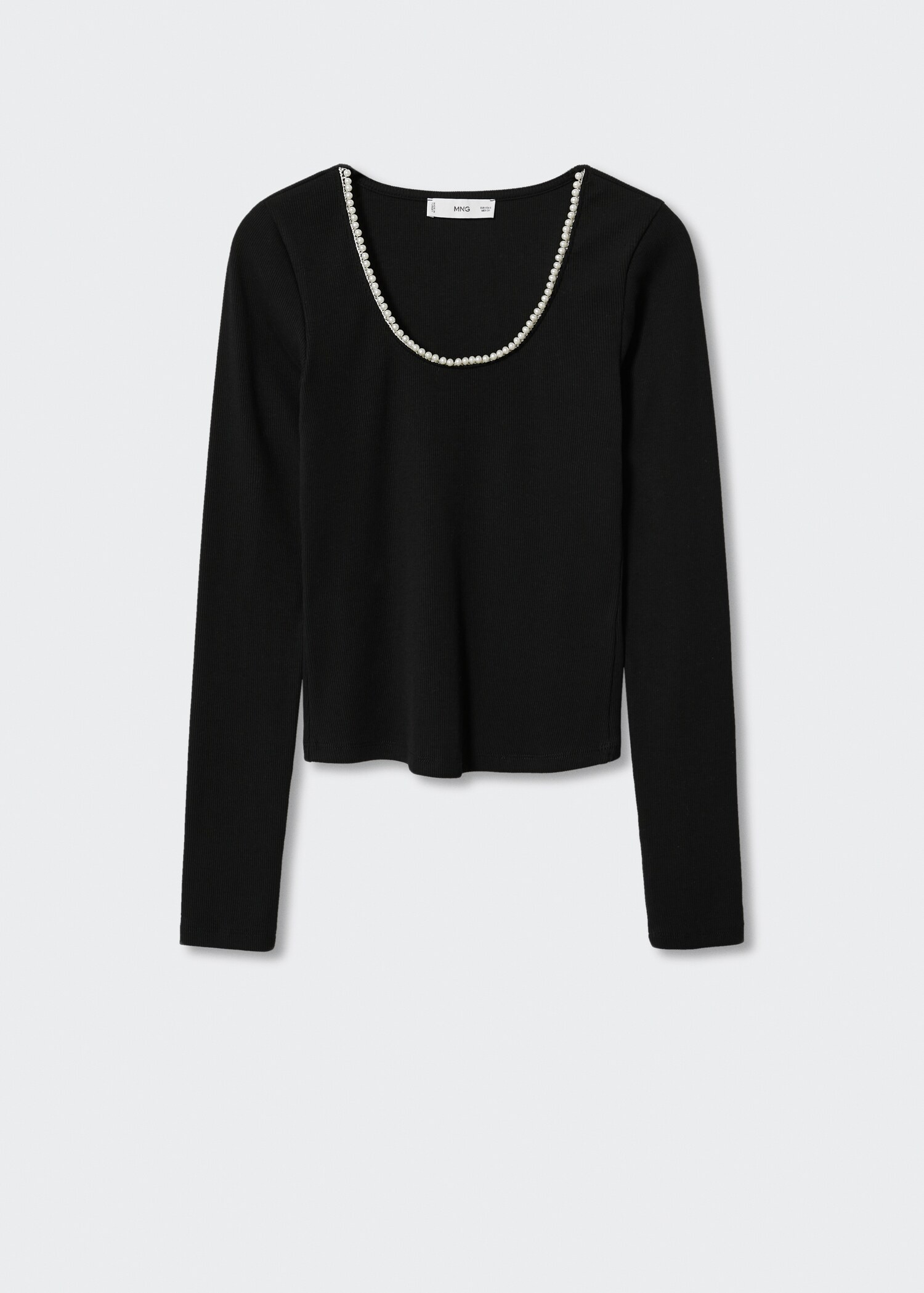 T-shirt com aplicação decorativa de pérolas - Artigo sem modelo