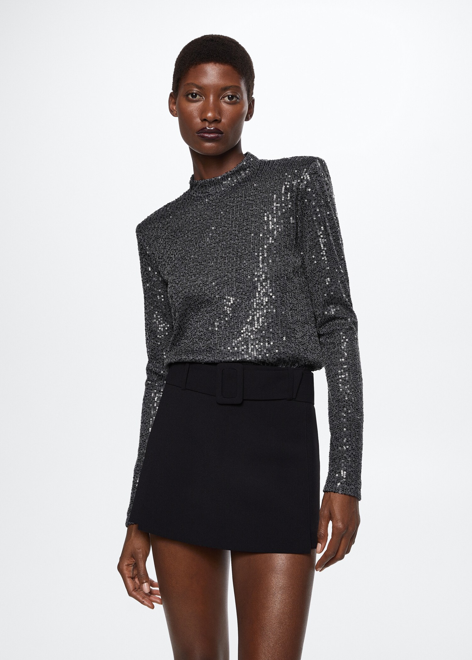 Sequined turtleneck t-shirt  - Medium plane