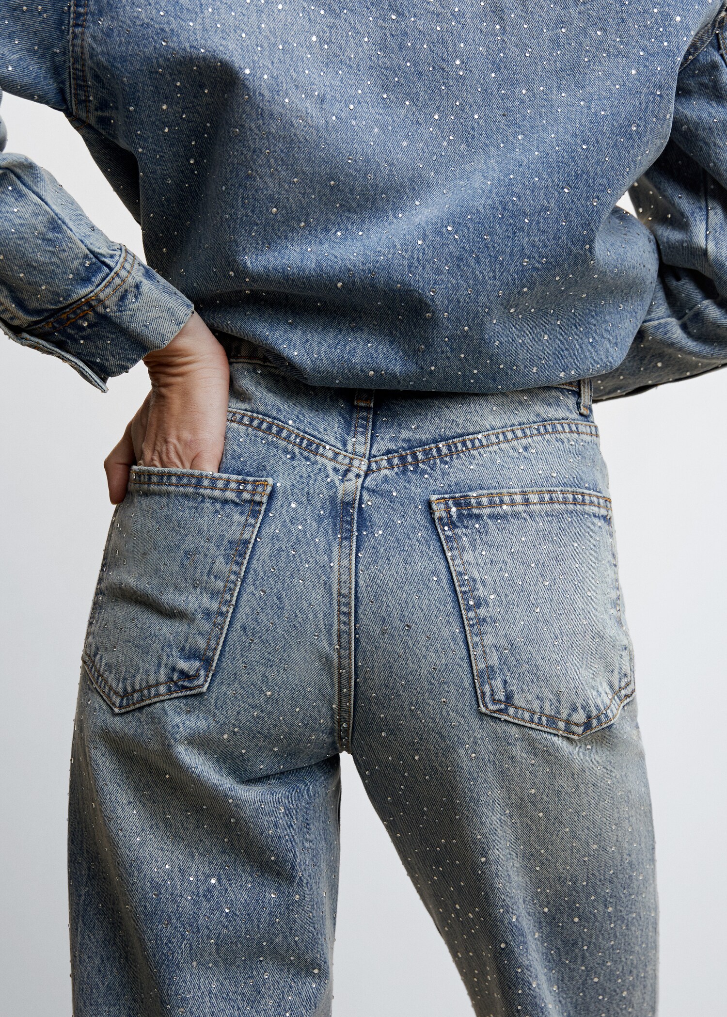 Wideleg rhinestone jeans  - Details of the article 4