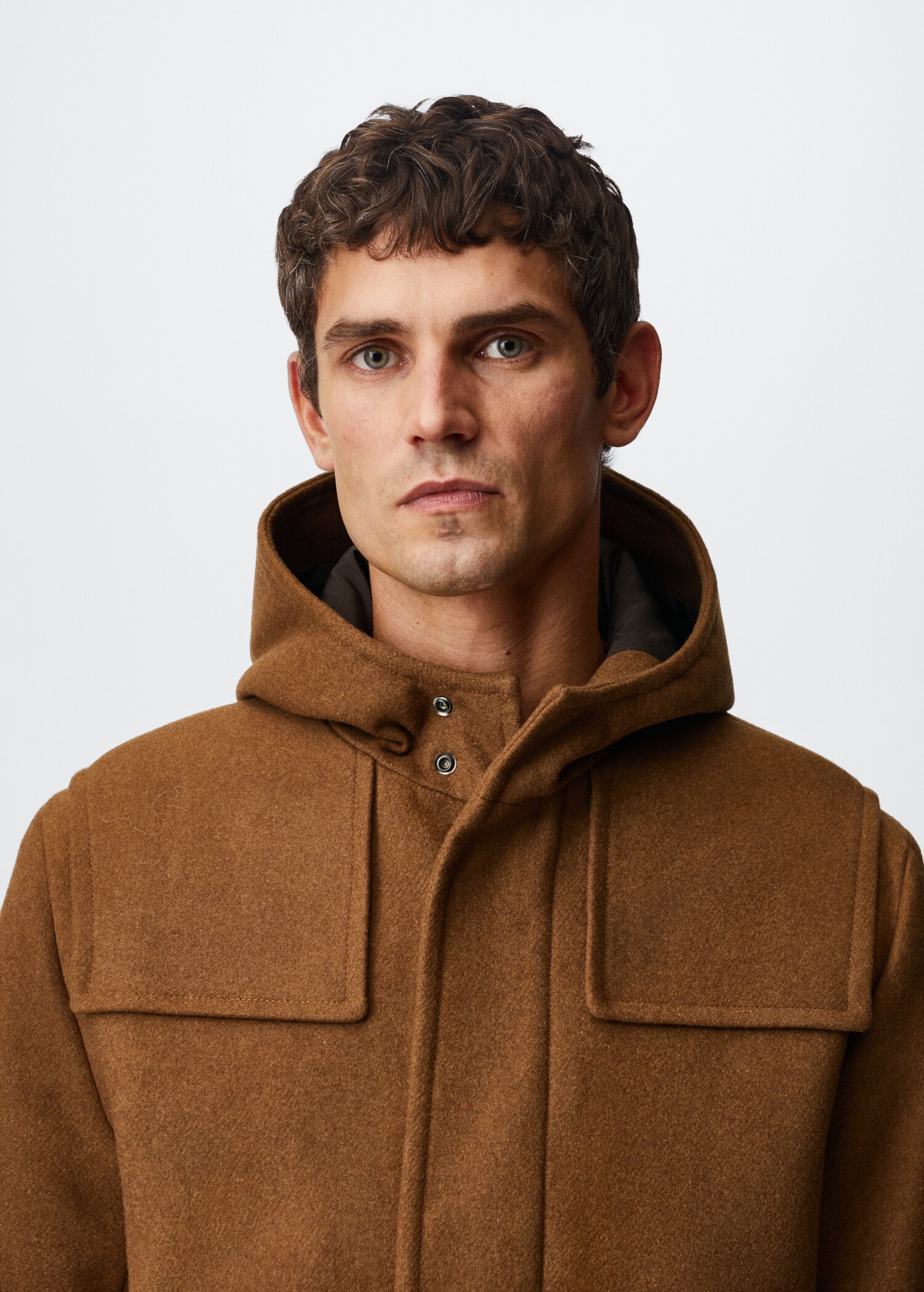 Manteau trois-quarts laine capuche - Détail de l'article 1
