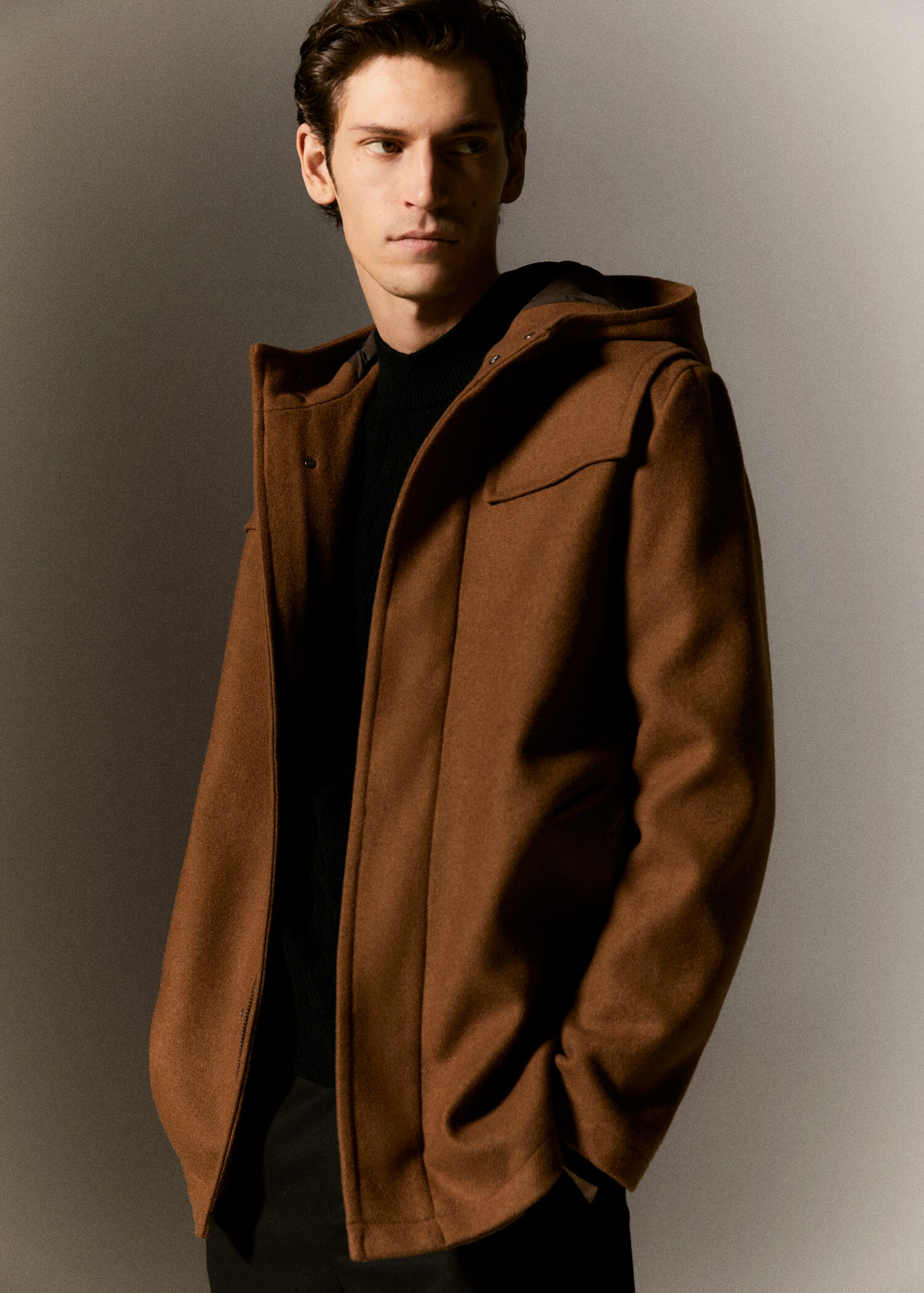Manteau trois-quarts laine capuche - Détail de l'article 5