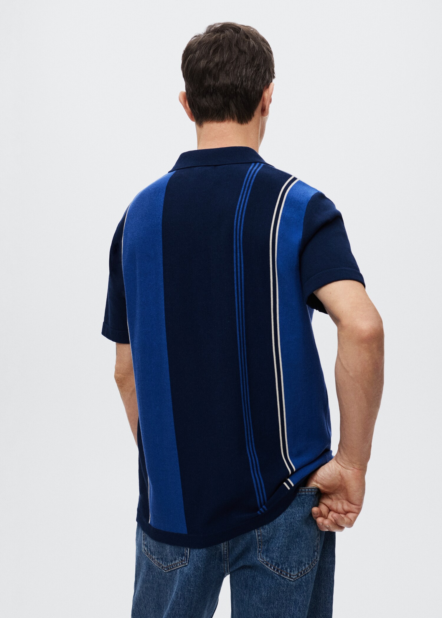 Knitted polo shirt with zip - Reverse of the article