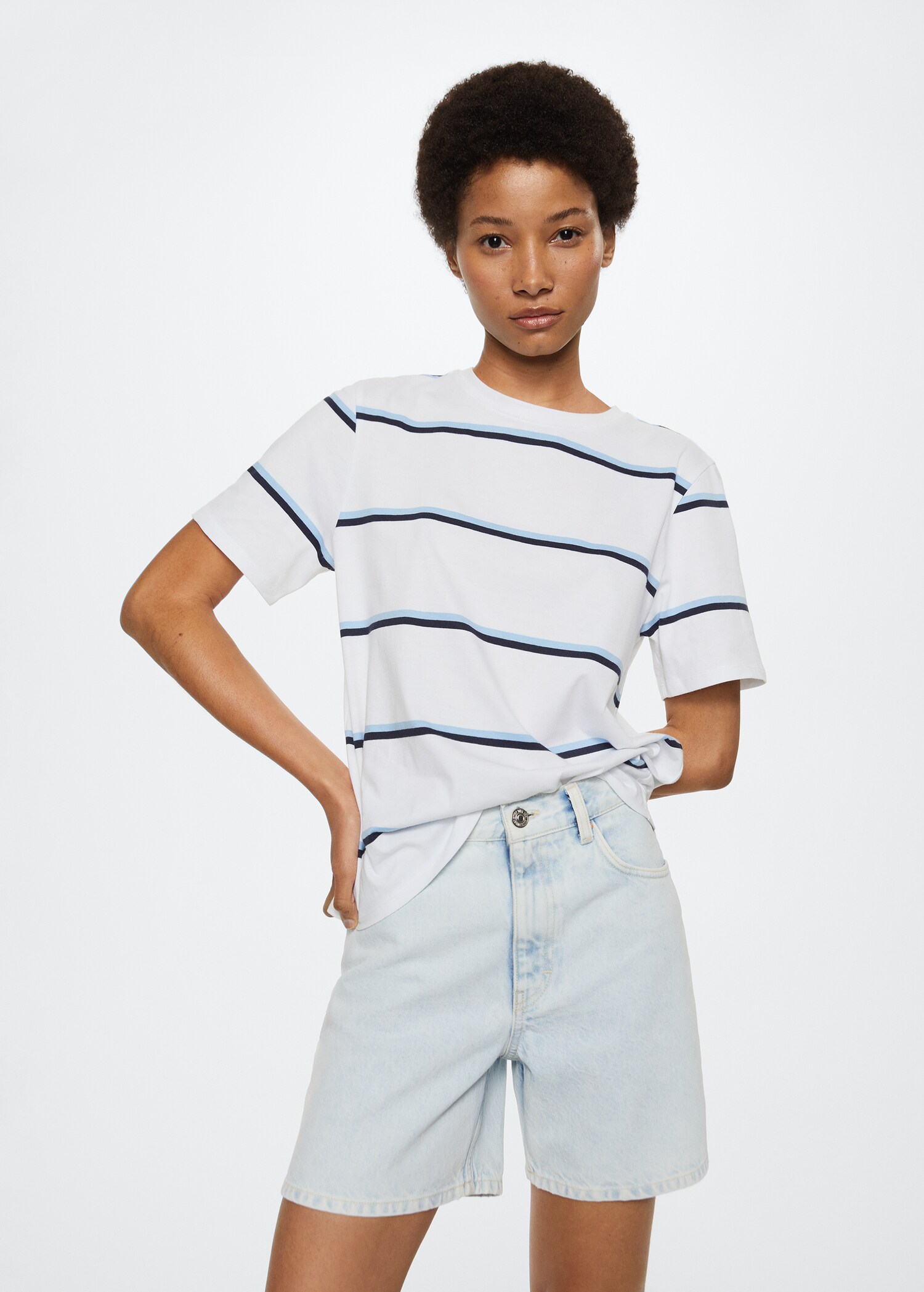 Striped cotton T-shirt - Medium plane