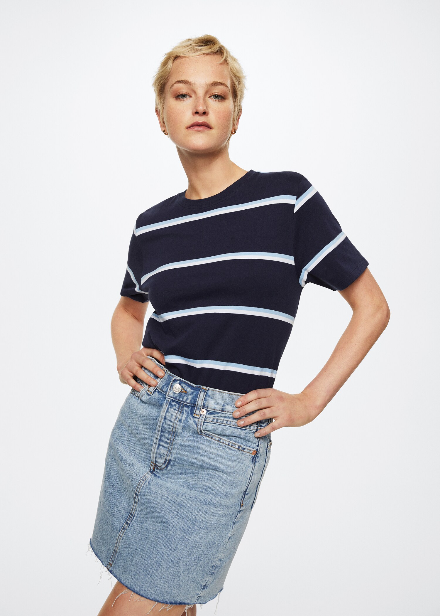 Striped cotton T-shirt - Medium plane