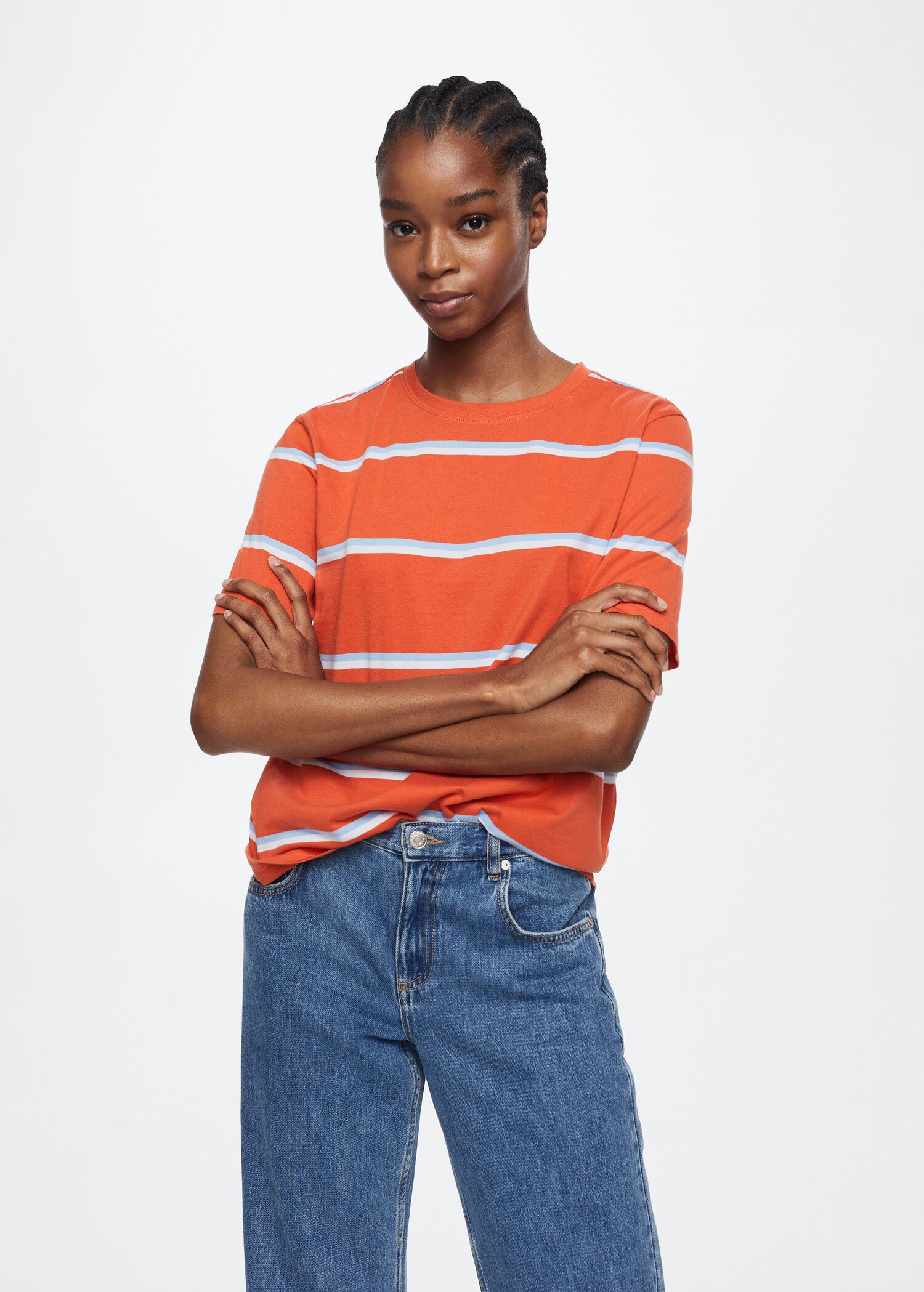 Striped cotton T-shirt - Medium plane