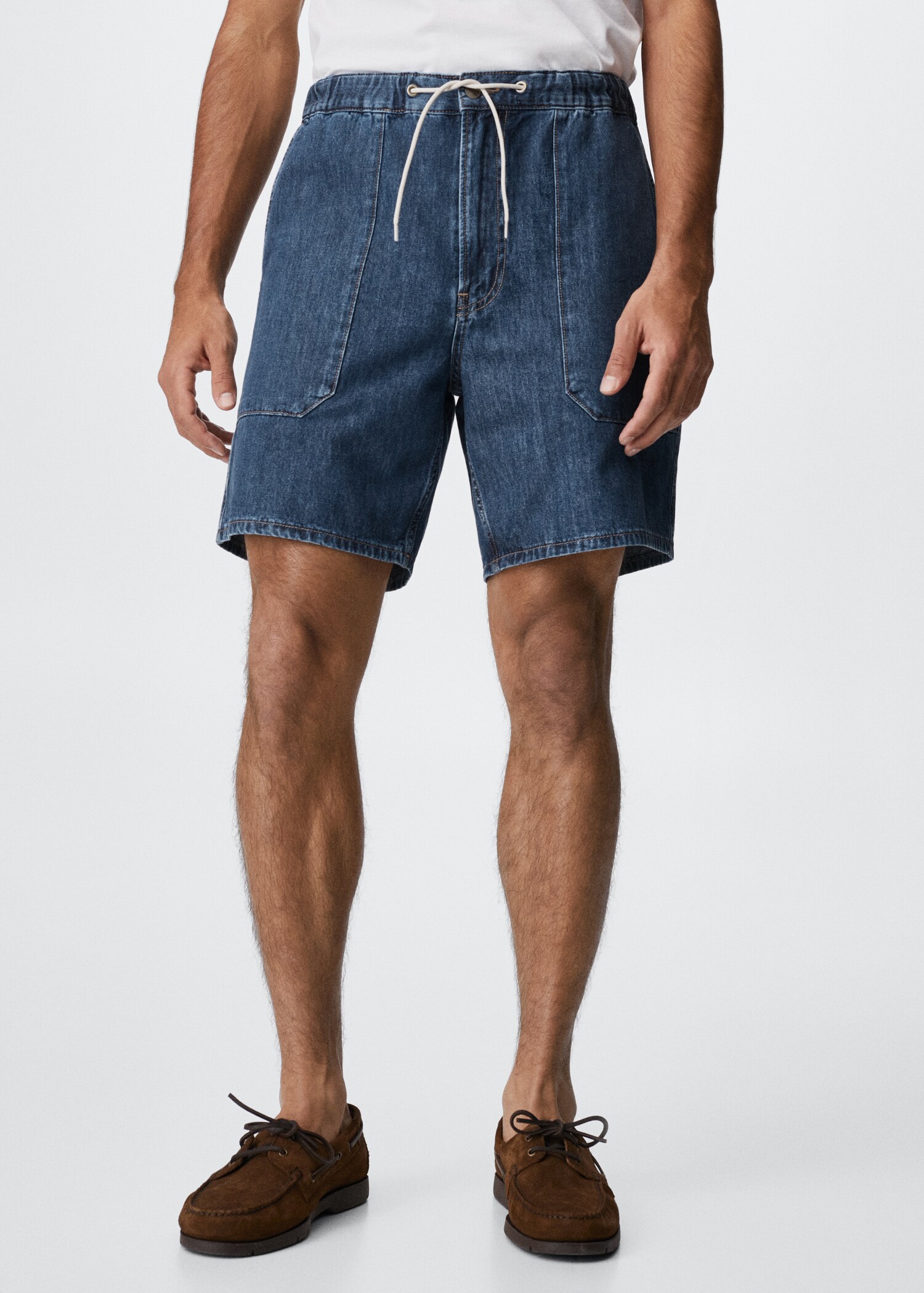 Drawstring denim Bermuda shorts - Medium plane
