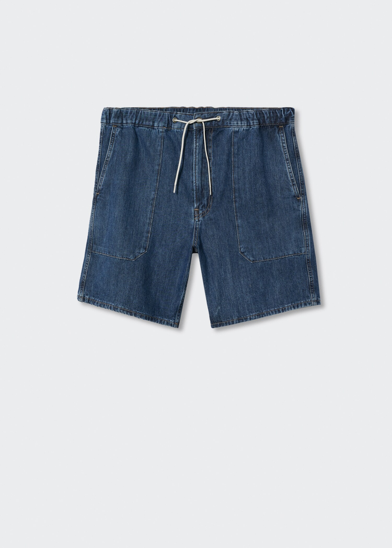 Drawstring denim Bermuda shorts - Article without model