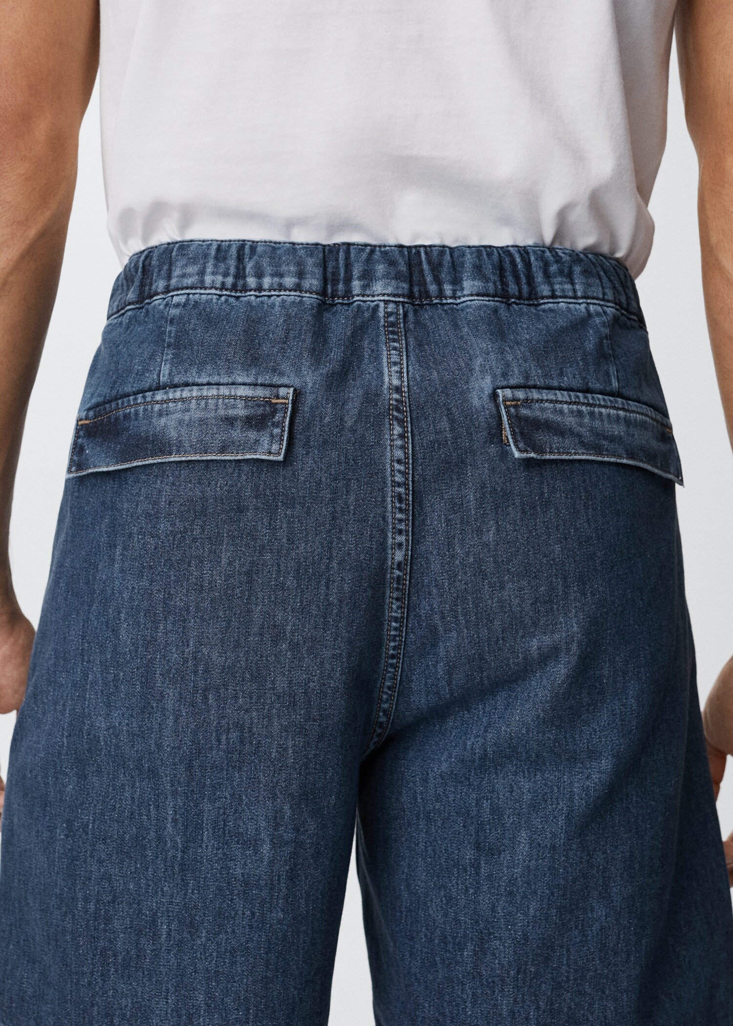 Drawstring denim Bermuda shorts - Details of the article 3
