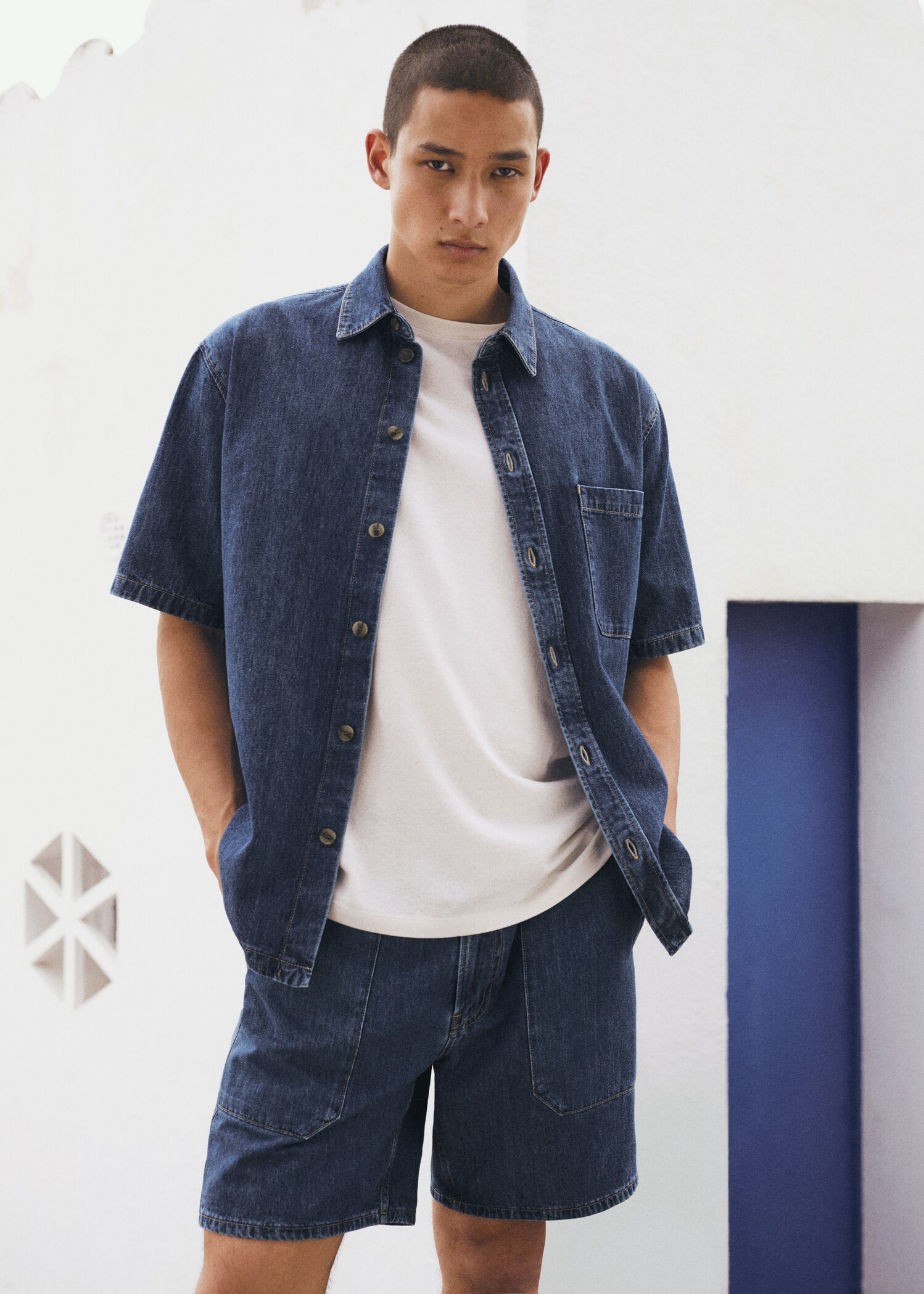Drawstring denim Bermuda shorts - Details of the article 5