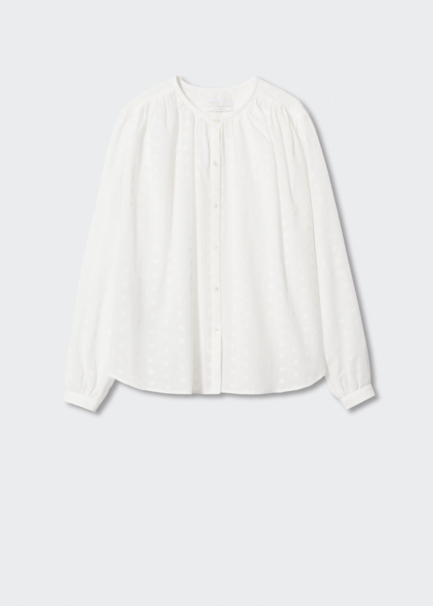 Skjorte med broderte blomster - Artikkel uten modell