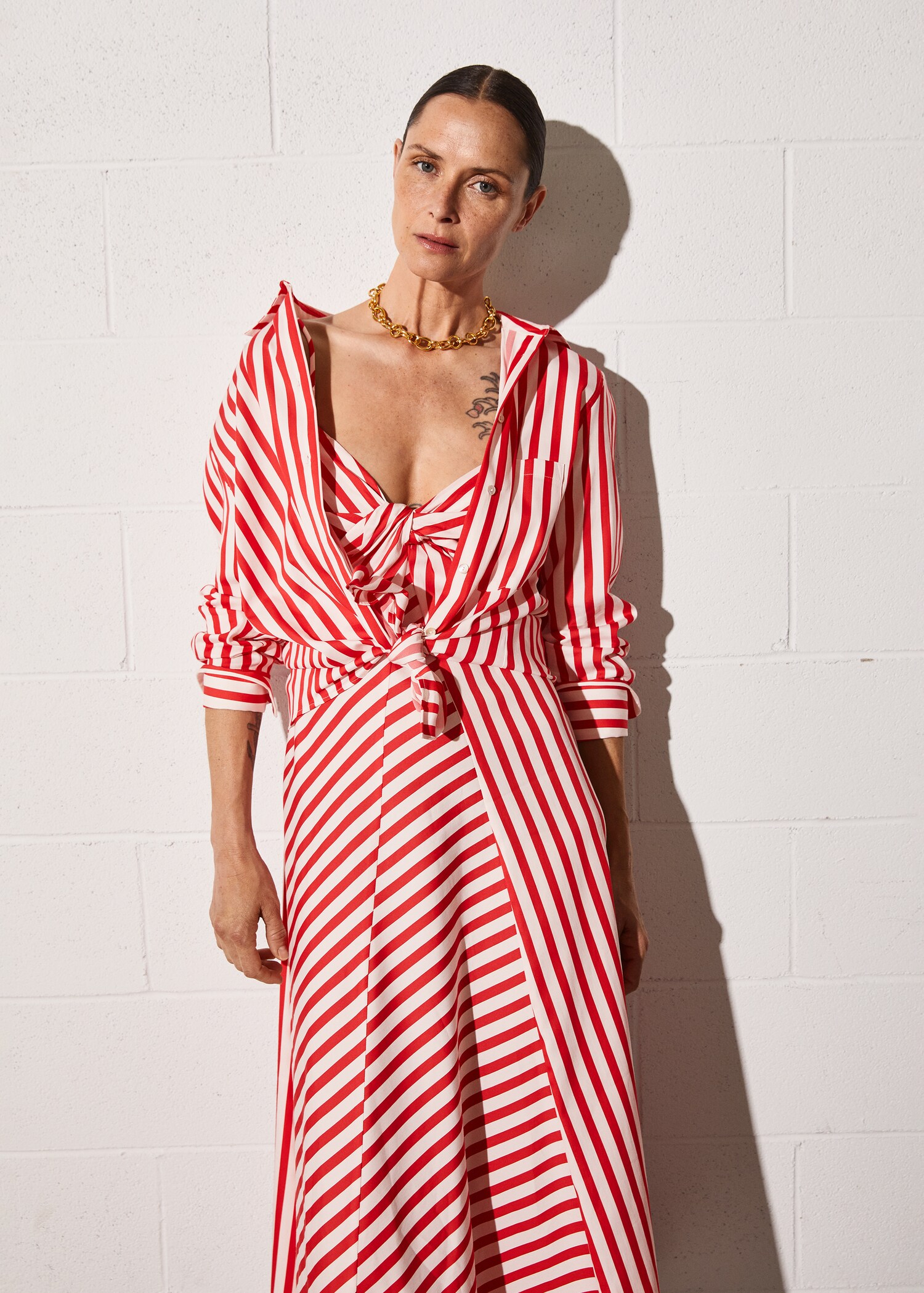 Striped cotton-blend dress - Details of the article 2