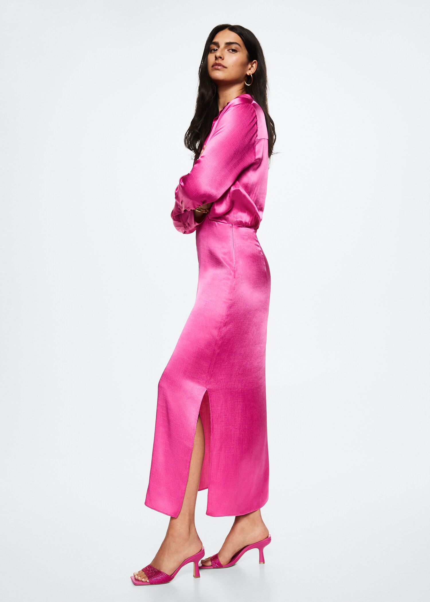Satin shirt dress - Details of the article 2