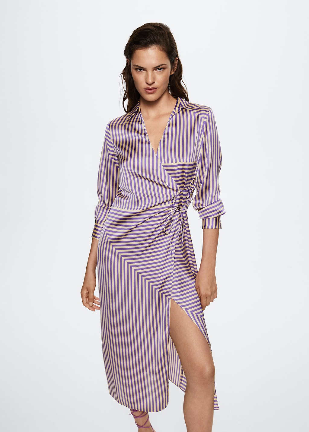Silk striped dress outlet