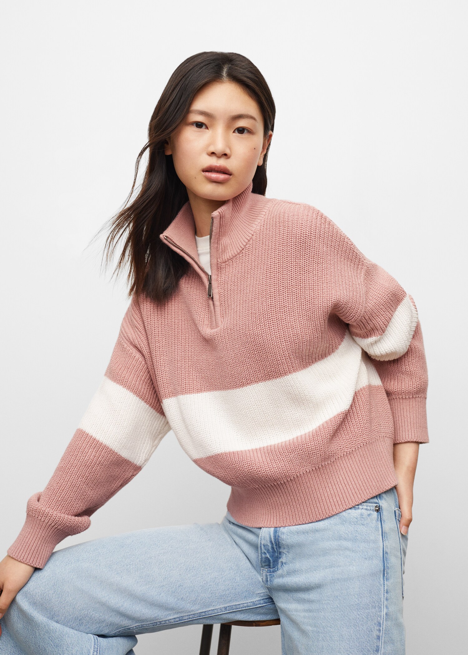 Strickpullover mit Reißverschluss - Mittlere Ansicht