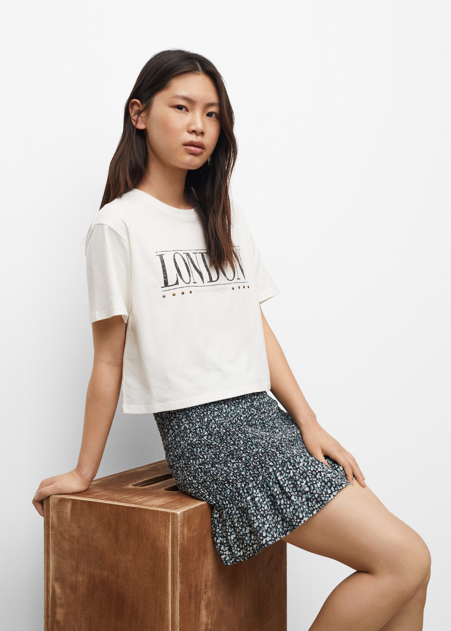 Printed cotton-blend T-shirt - Medium plane