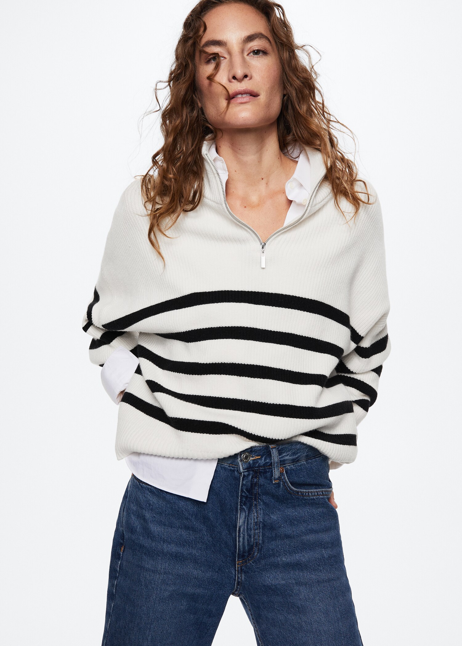 Striped sweater with zipper - Medium plane