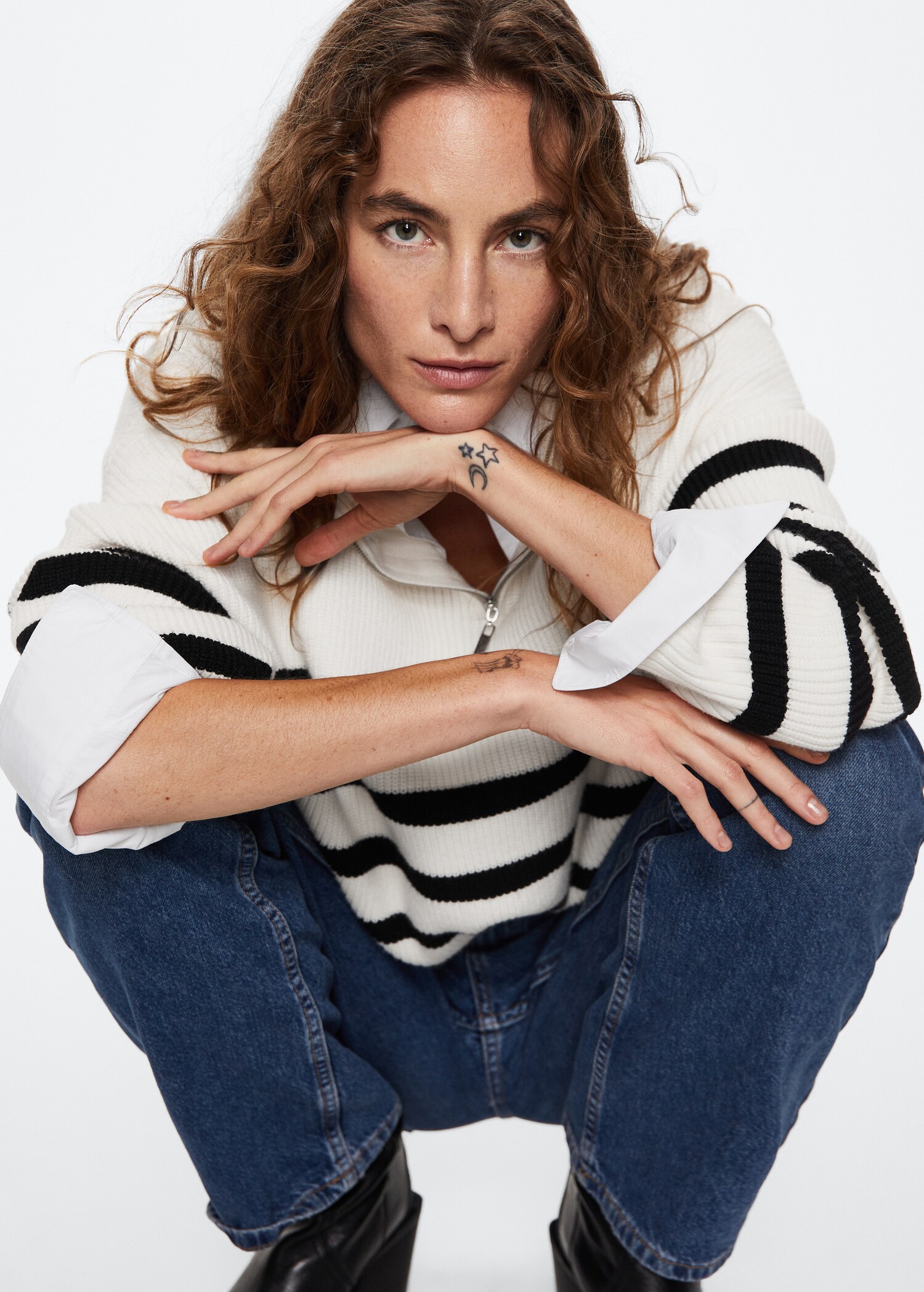 Striped sweater with zipper - Details of the article 2