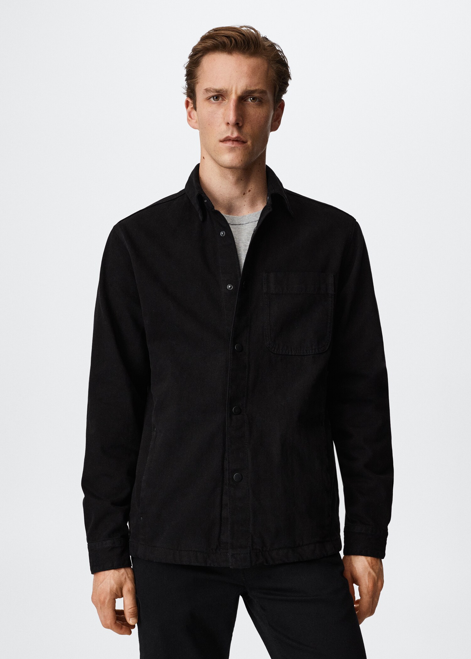 Jeans-Overshirt mit Taschen - Mittlere Ansicht