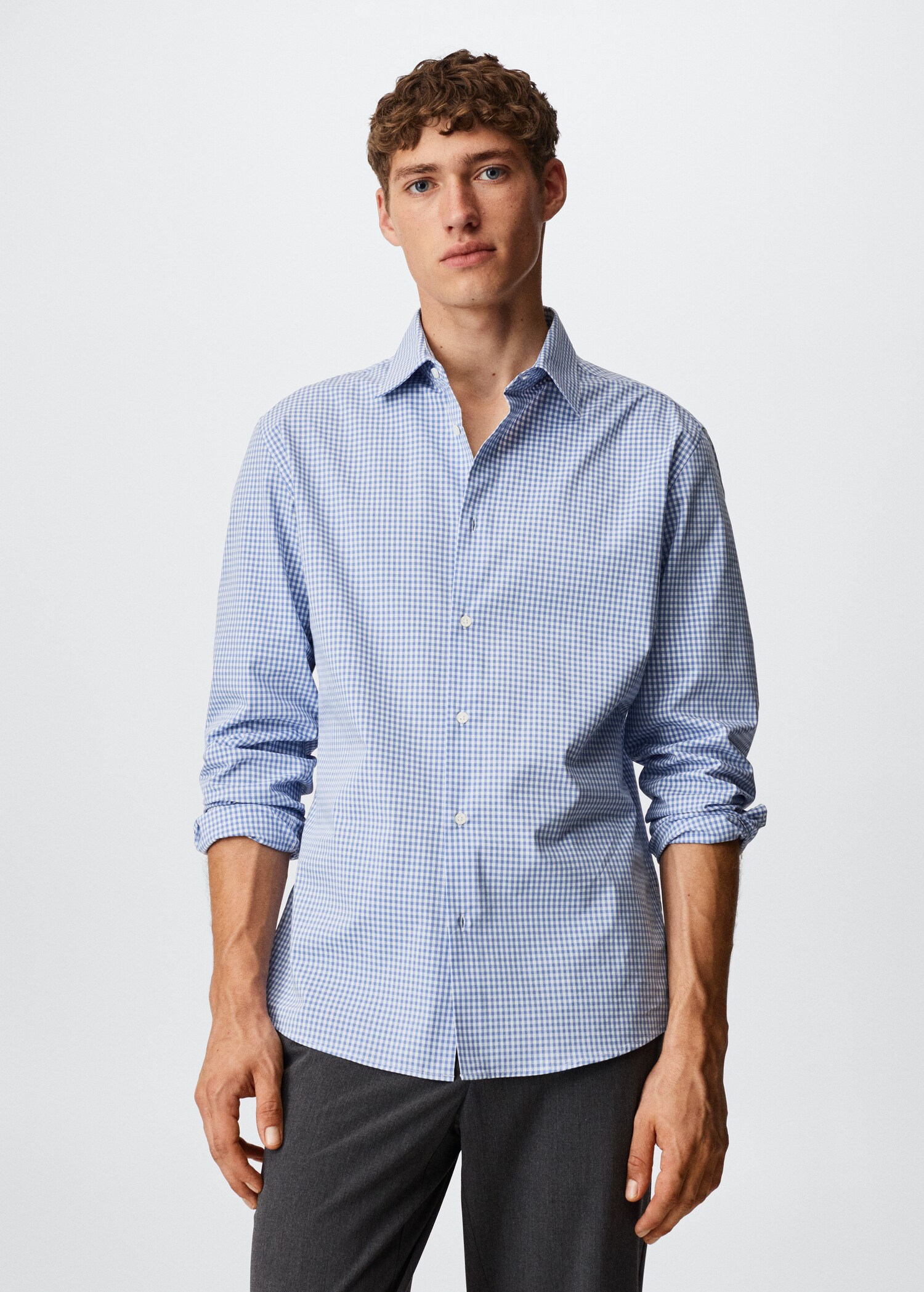 Slim fit gingham check shirt - Medium plane