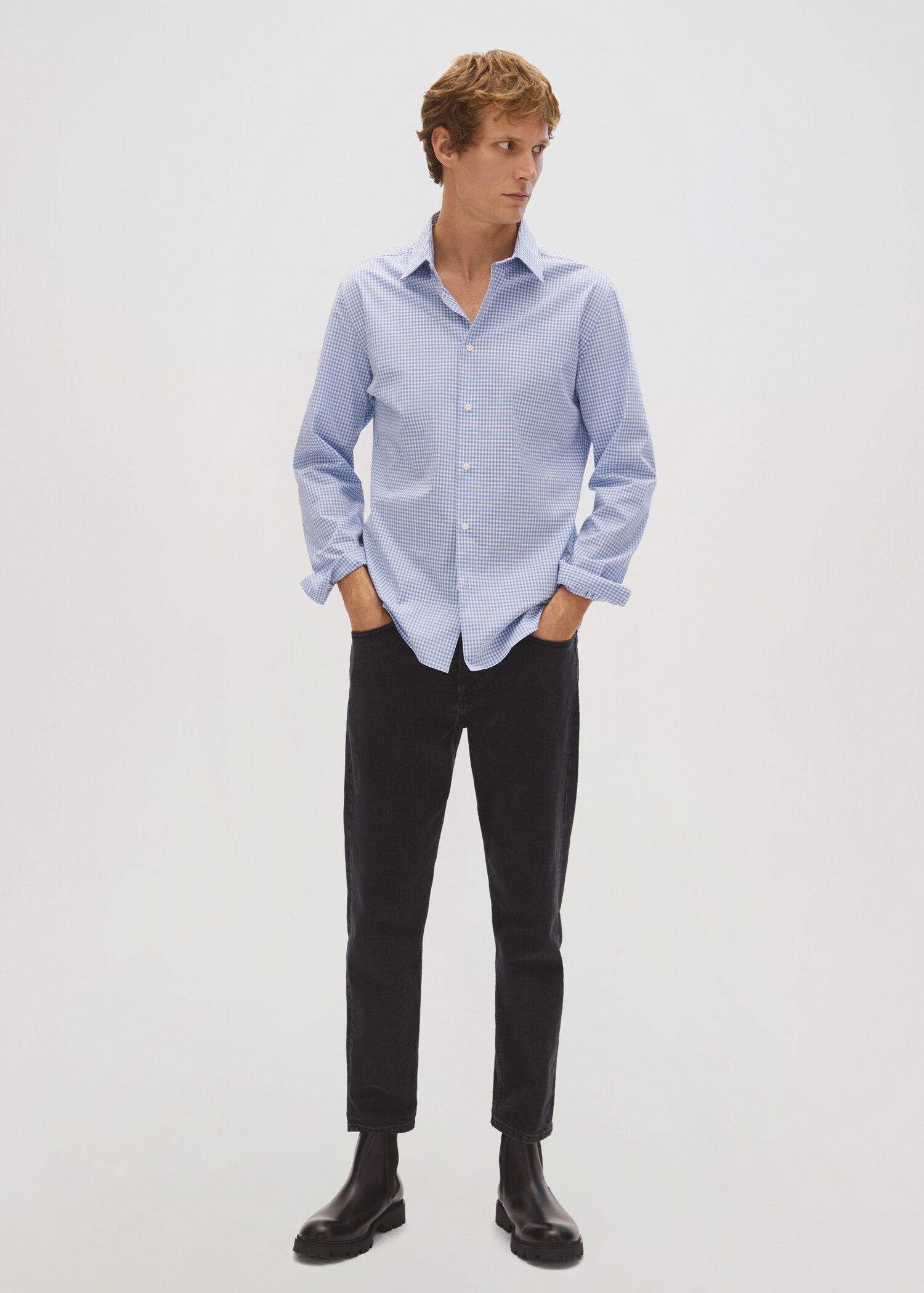 Slim fit gingham check shirt - Details of the article 7