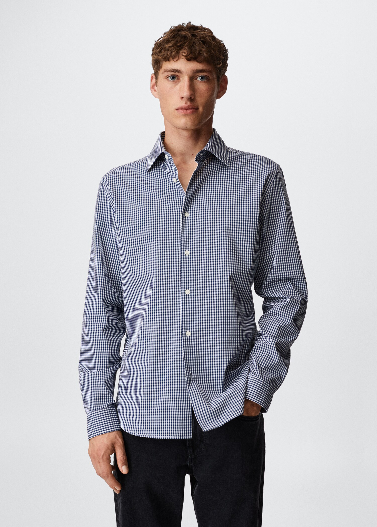 Slim fit gingham check shirt - Medium plane