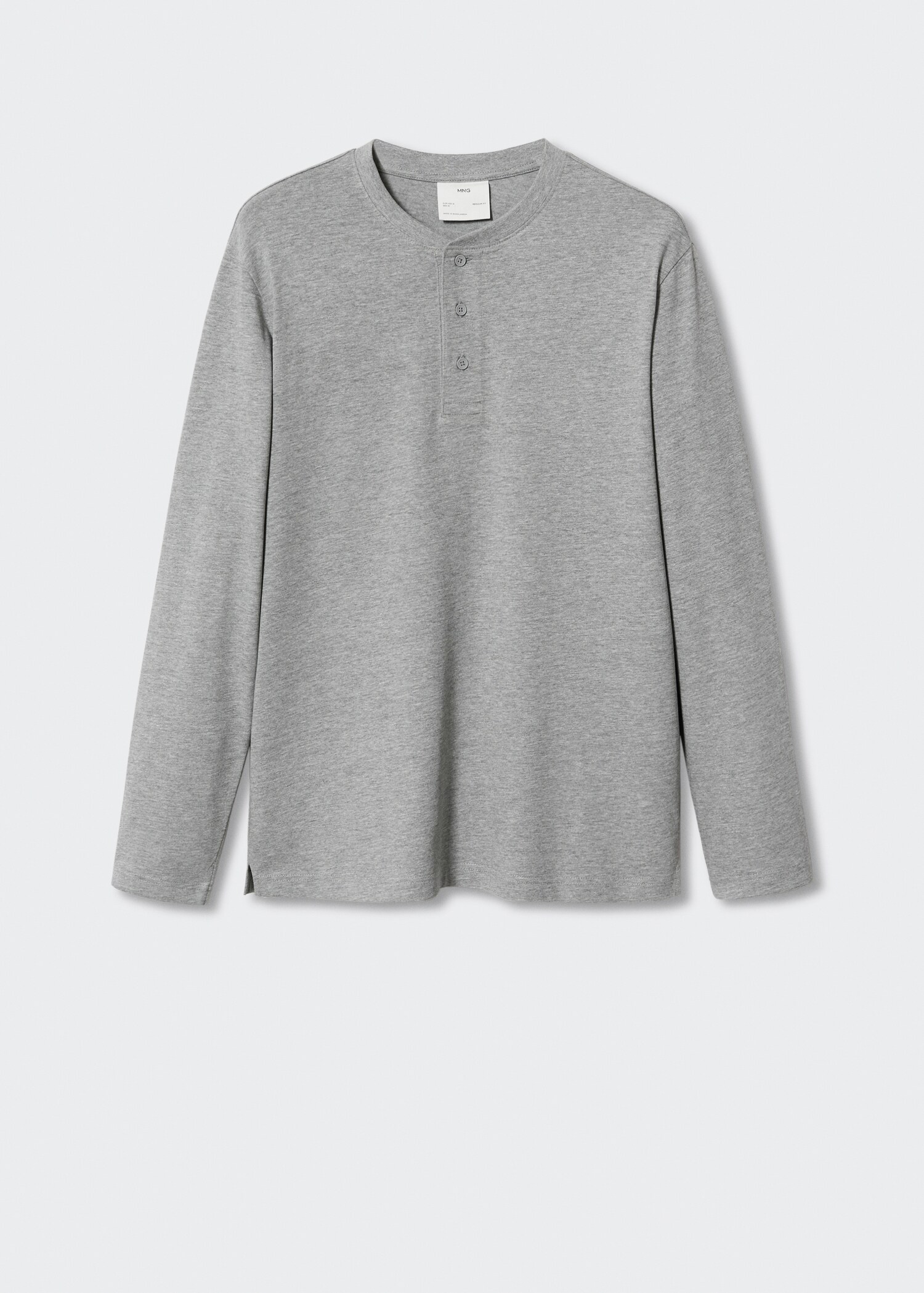 Henley collar long-sleeved t-shirt - Article without model