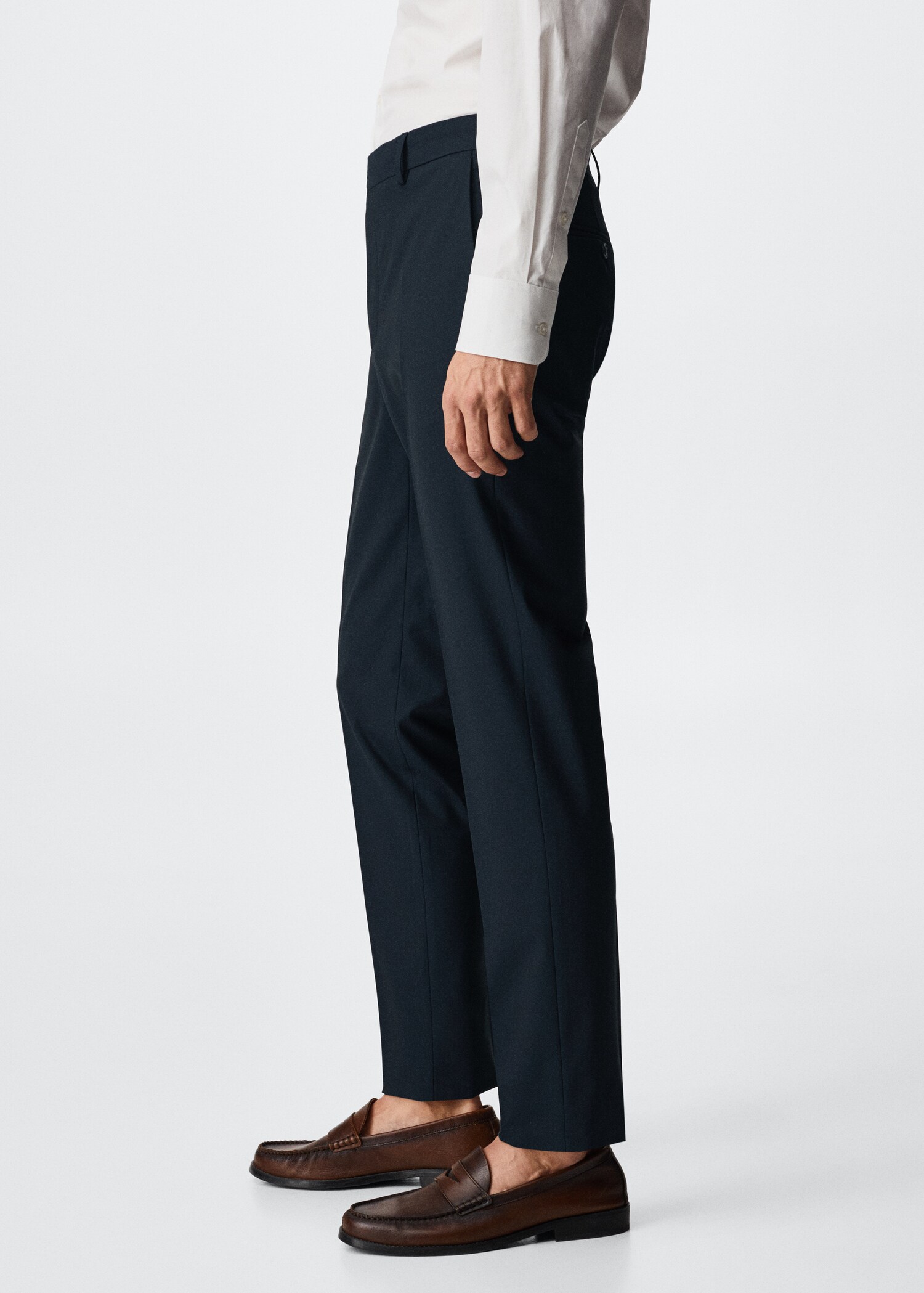 Wełniane garniturowe spodnie slim fit - Szczegóły artykułu 2