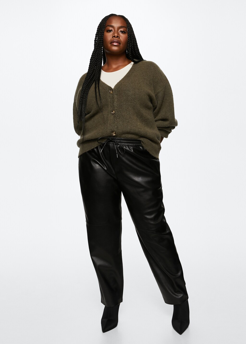 Mango leather joggers on sale