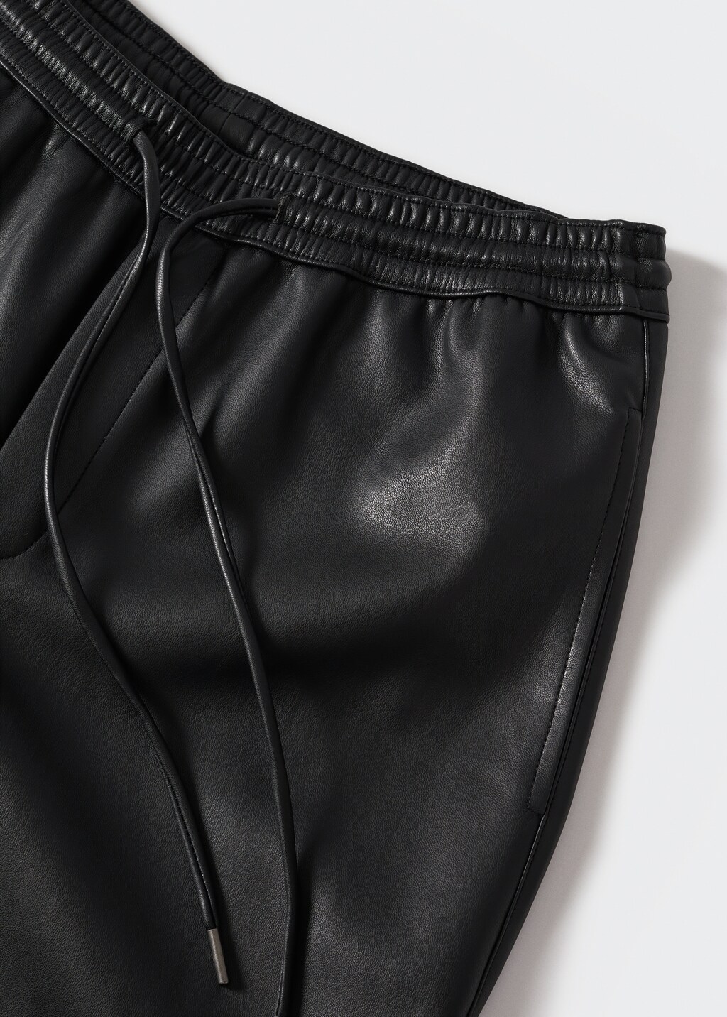 Leather-effect elastic waist trousers - Women | MANGO Montenegro