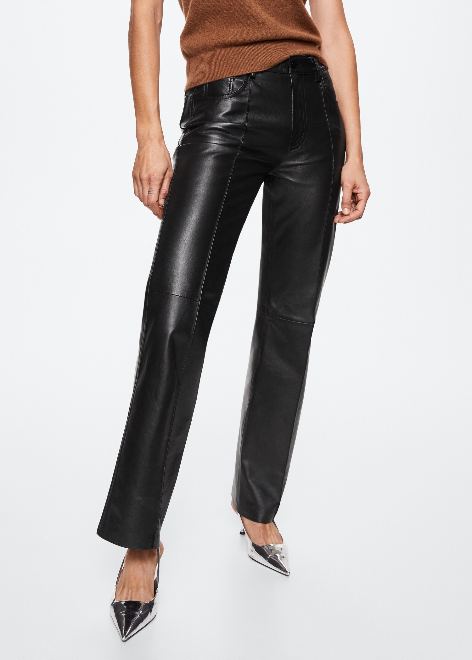 Straight-fit leather pants - Medium plane