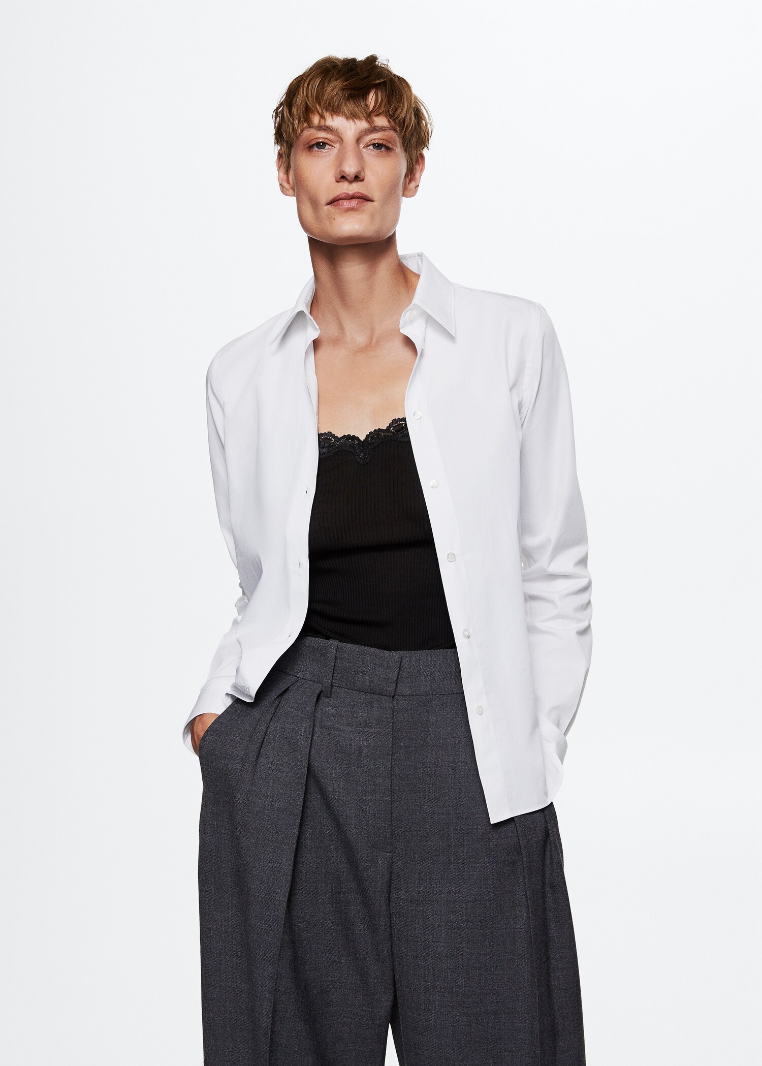 Regular-fit poplin shirt  - Medium plane