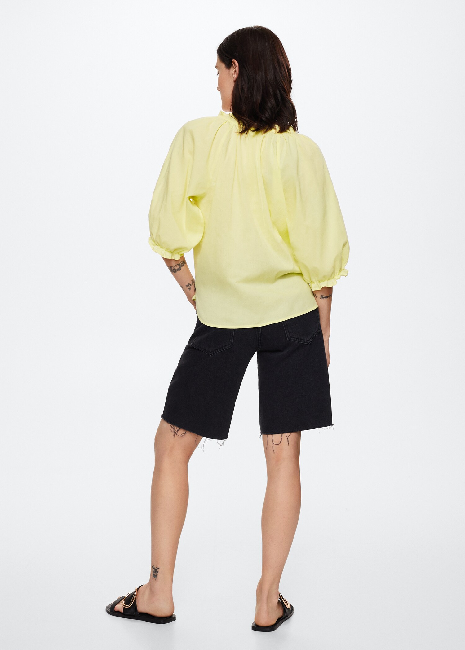 Blusa algodón manga abullonada - Reverso del artículo