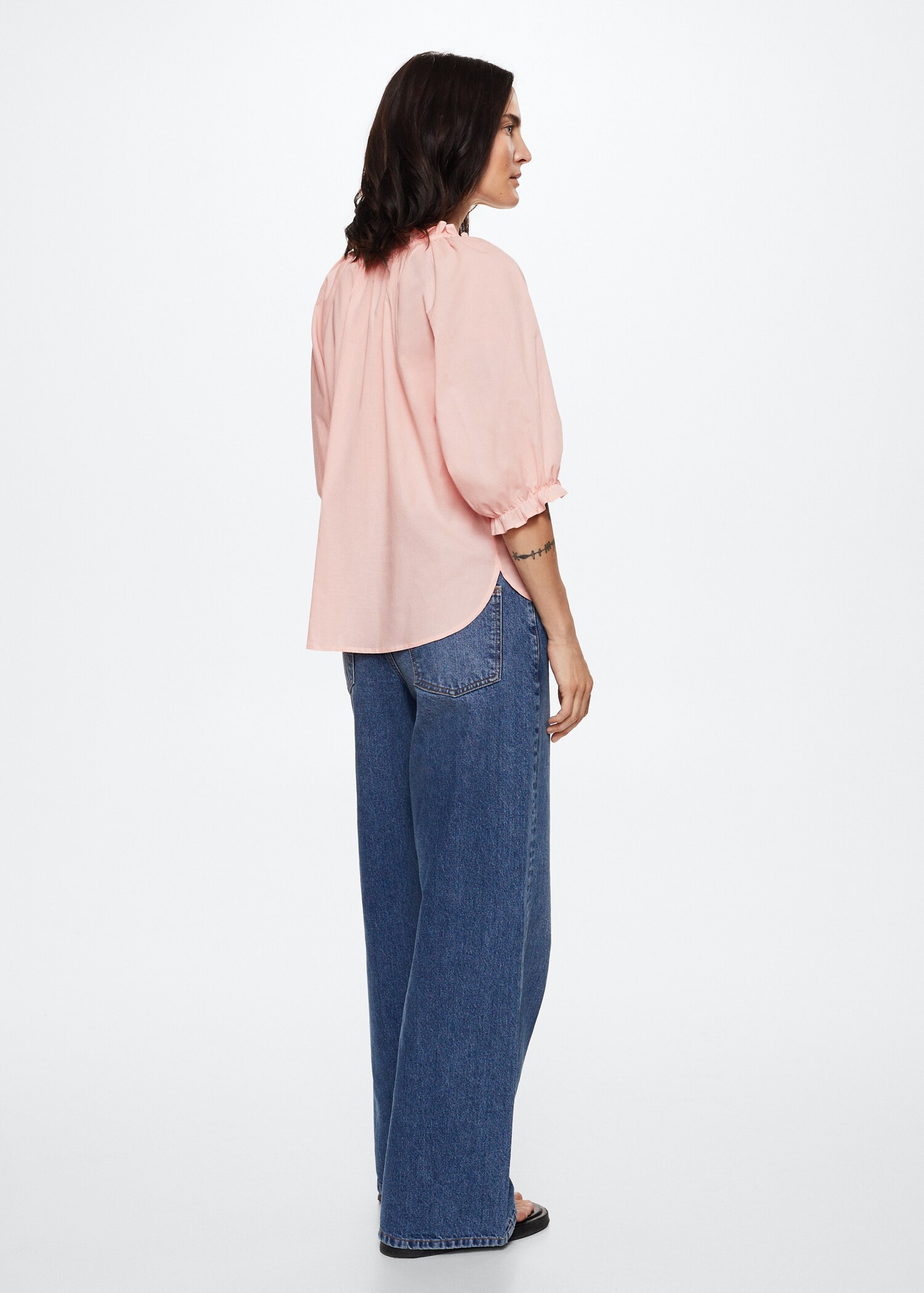 Blusa algodón manga abullonada - Reverso del artículo