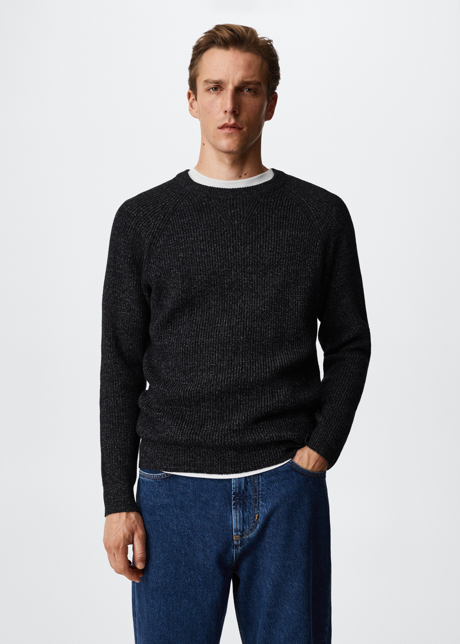 Flecked cotton-blend sweater - Medium plane