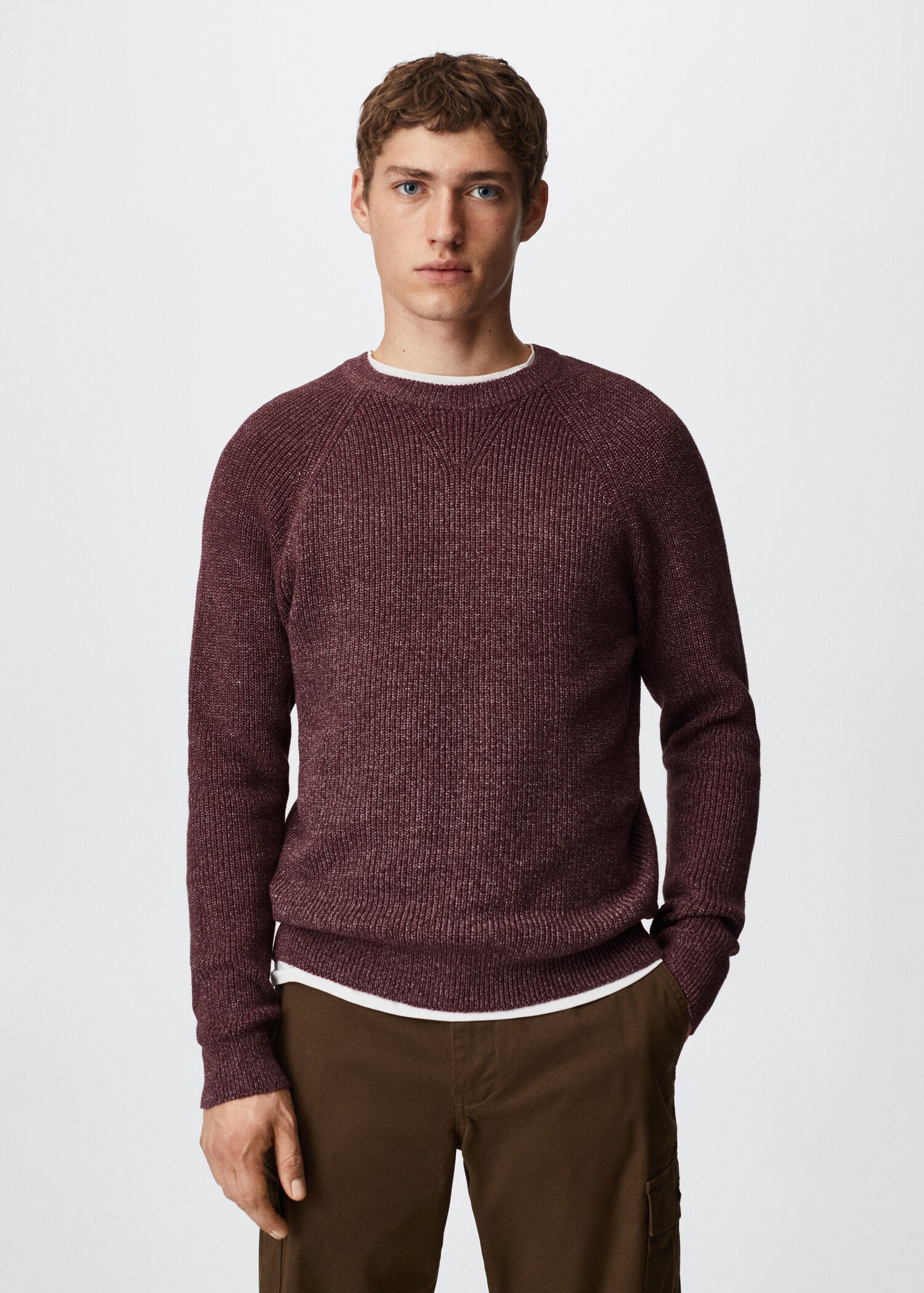 Flecked cotton-blend sweater - Medium plane