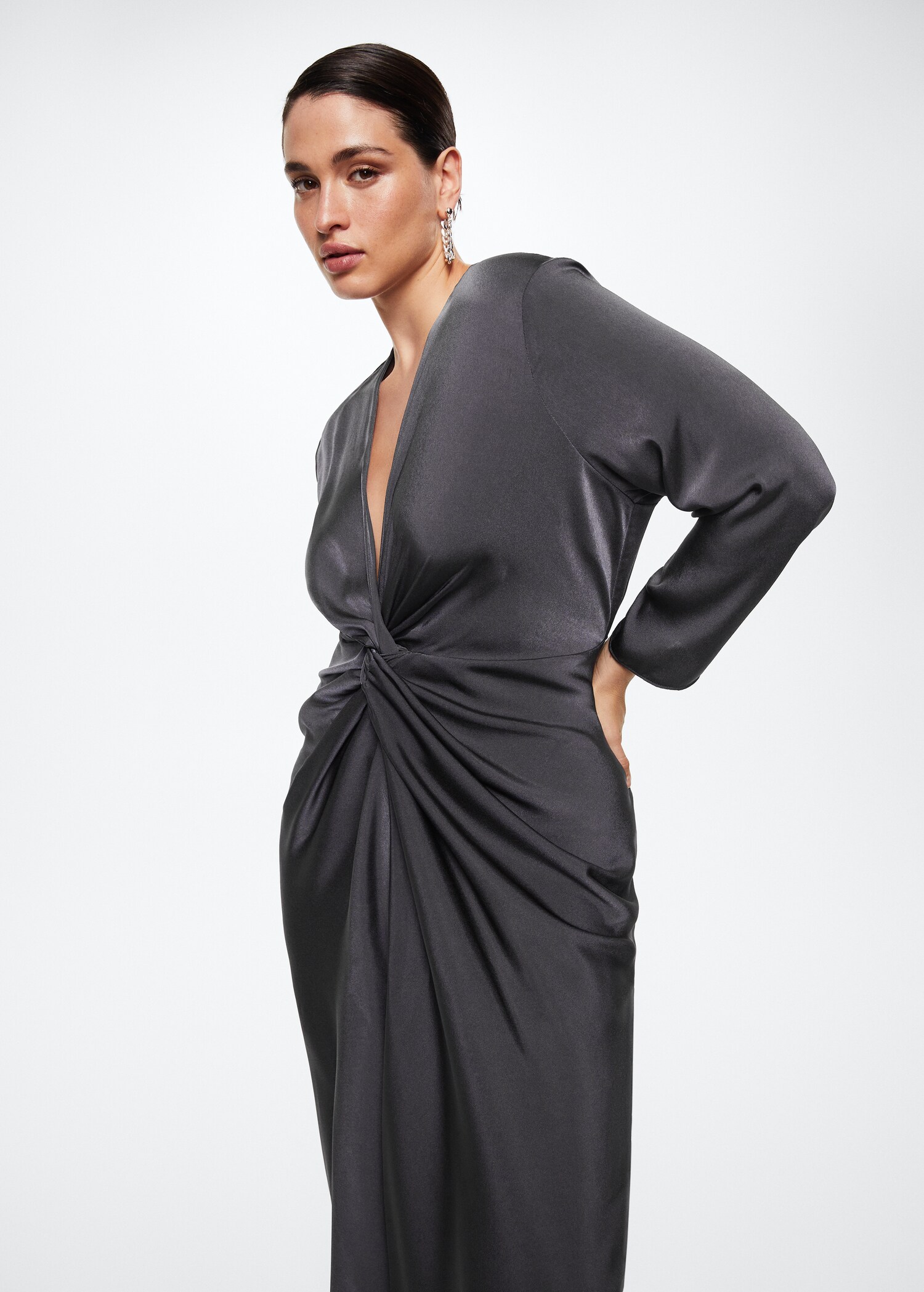 Vestido satinado nudo - Detalle del artículo 5