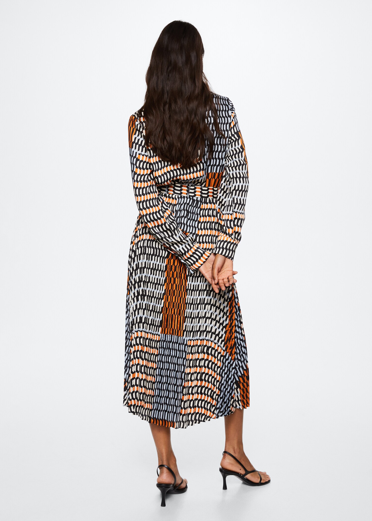 Vestido midi com estampado geométrico - Verso do artigo