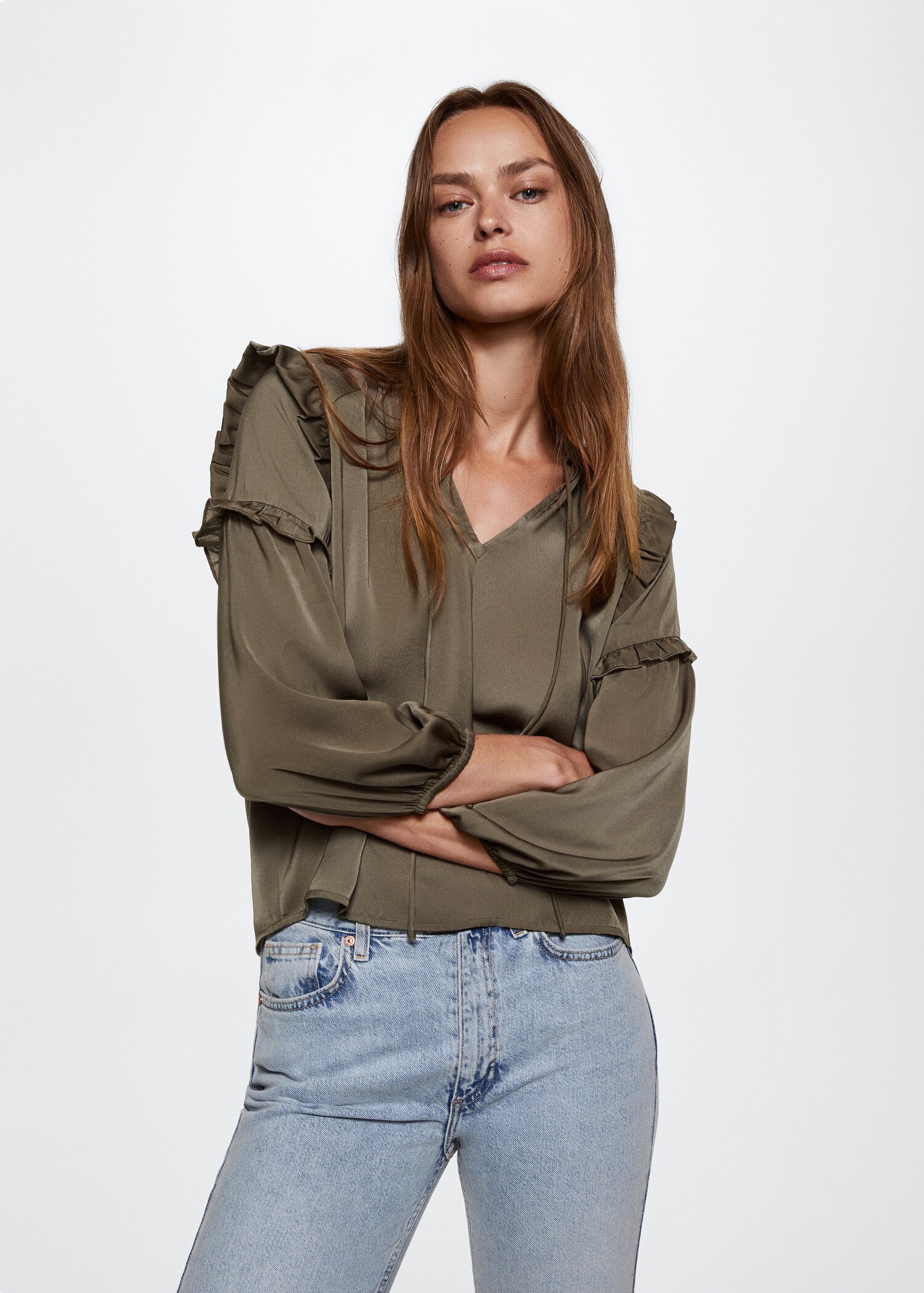 Ruffled satin blouse - Medium plane