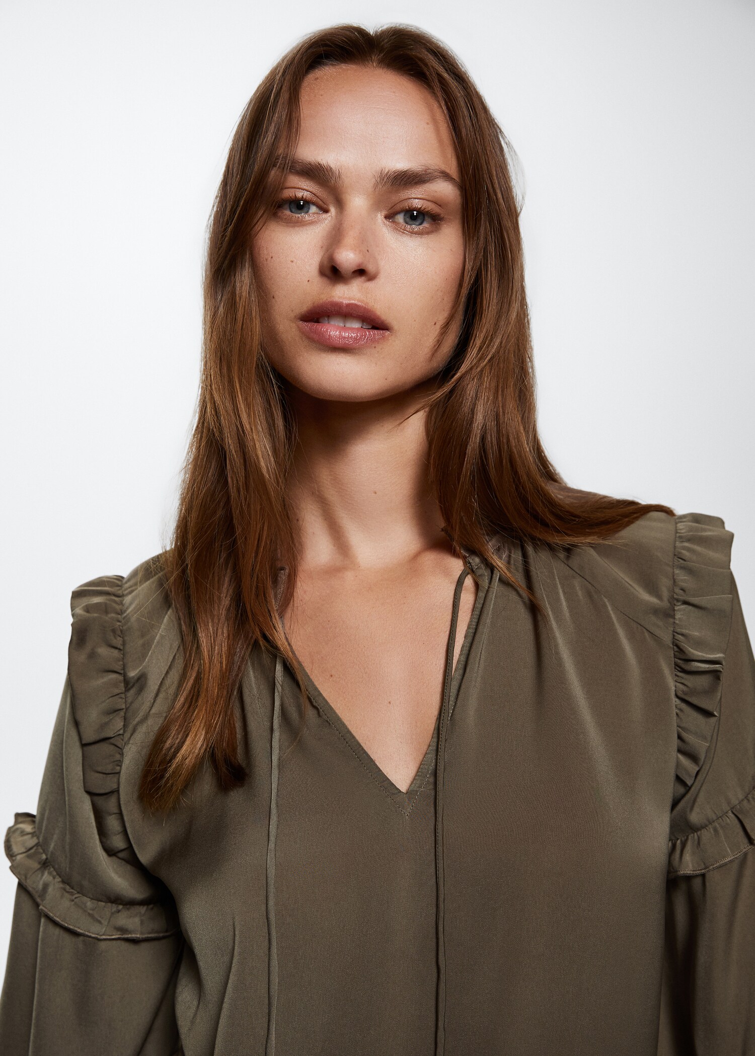 Ruffled satin blouse - Details of the article 4