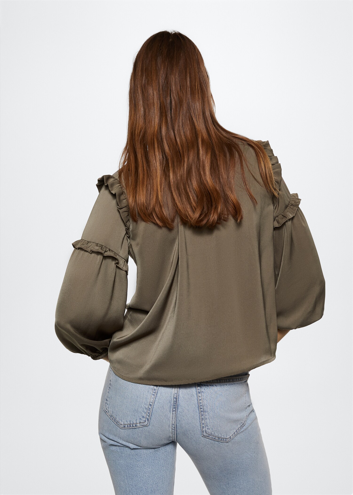 Ruffled satin blouse - Reverse of the article