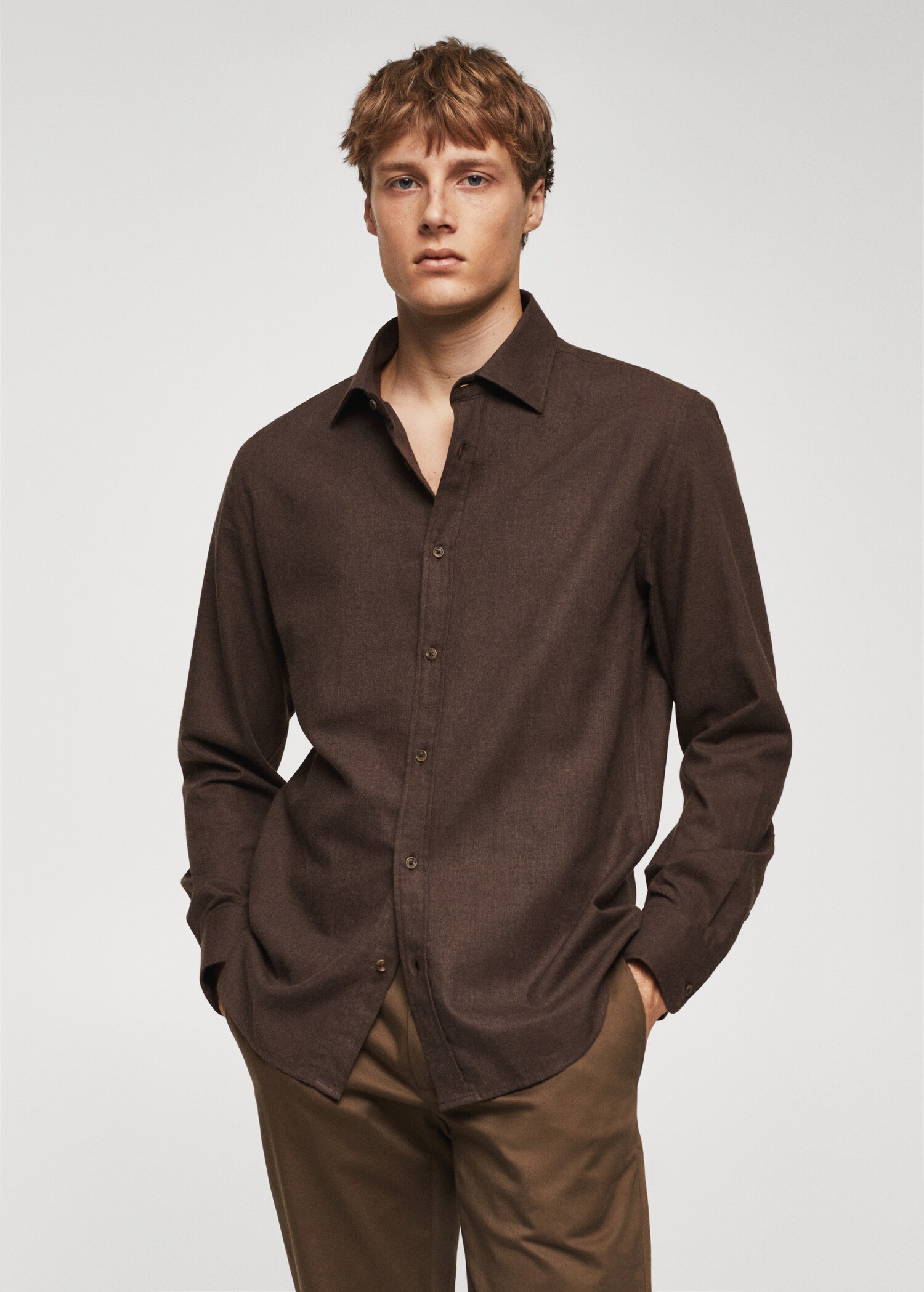 Slim-fit textured cotton shirt - Medium plane