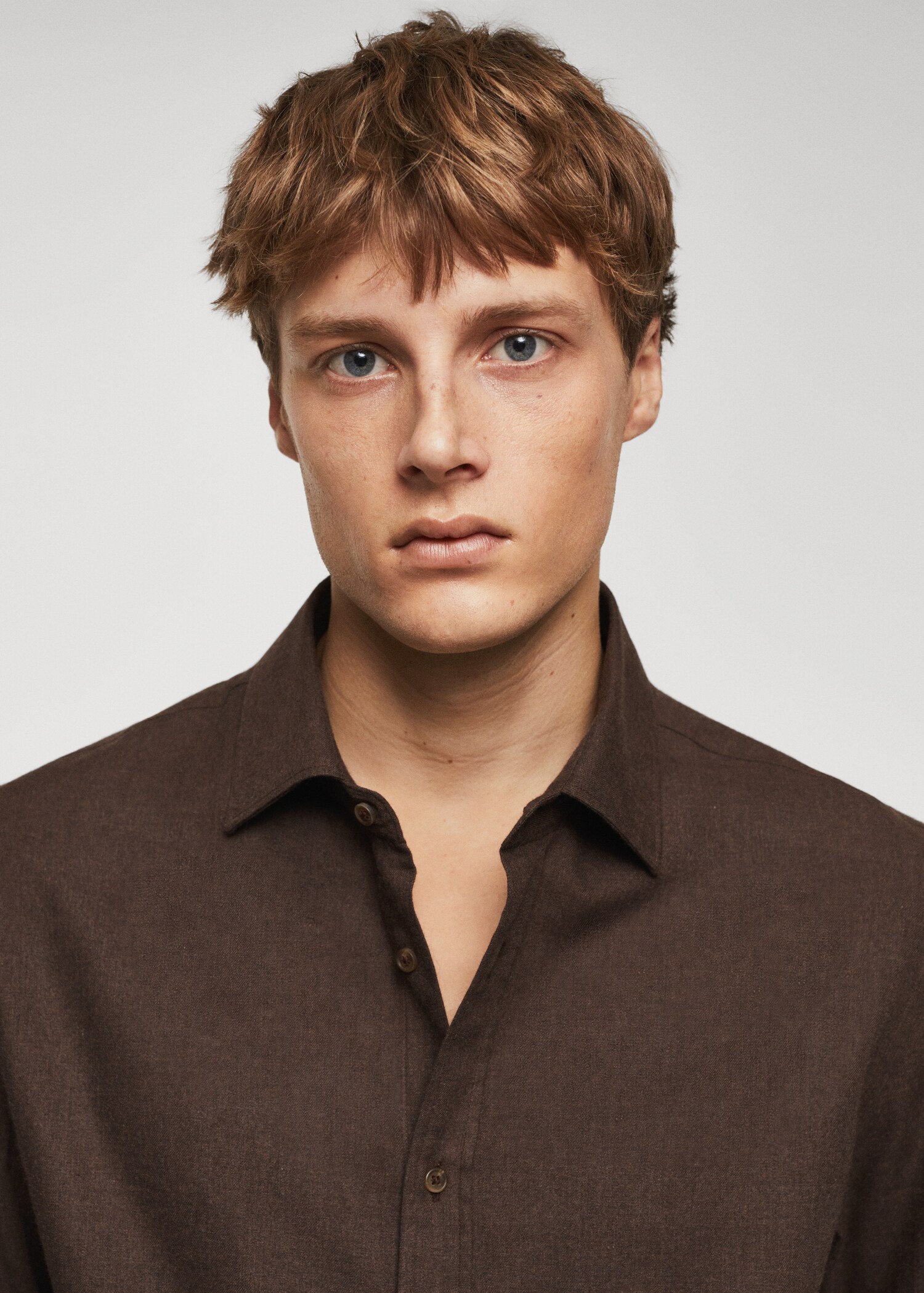 Slim-fit textured cotton shirt - Details of the article 1